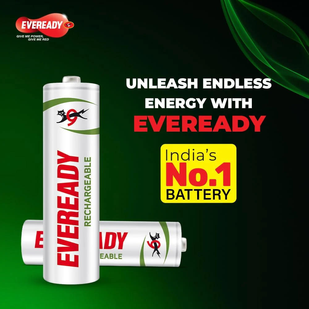 Eveready AA Rechargeable Battery 1000 Series Pack of 4 Durable & Cost Effective Low Discharge Mechanism Ideal for High Drain Devices 1.2V - Image 7