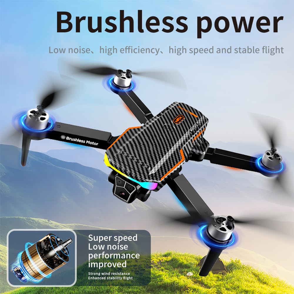 F168 Drone HD Dual Camera Powerful Brushless Motor Optical Flow Positioning Intelligent Obstacle Avoidance Intelligent Tracking Foldable Remote Control Aerial Photography Drone Carbon Fiber - Image 10