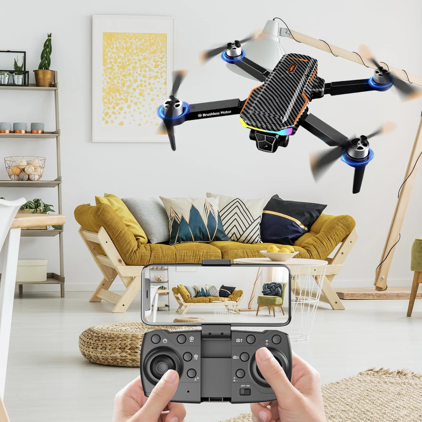 F168 Drone HD Dual Camera Powerful Brushless Motor Optical Flow Positioning Intelligent Obstacle Avoidance Intelligent Tracking Foldable Remote Control Aerial Photography Drone Carbon Fiber - Image 3