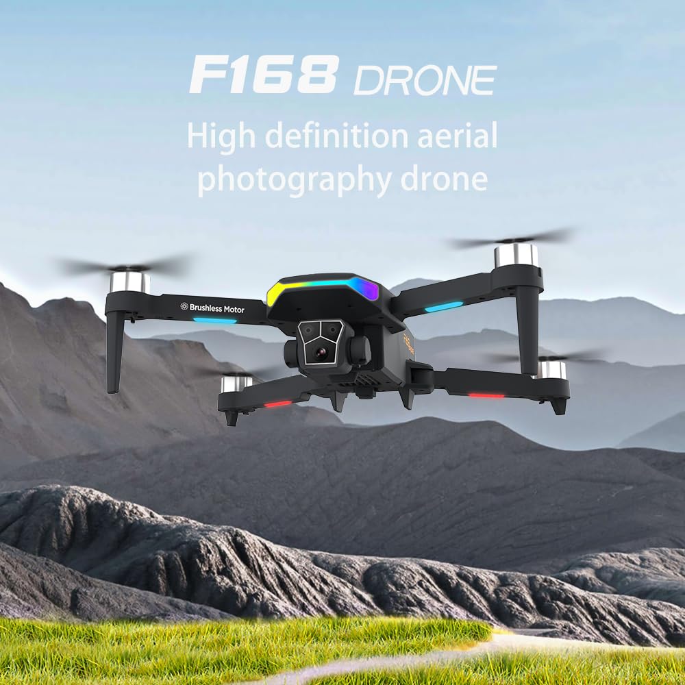 F168 Drone HD Dual Camera Powerful Brushless Motor Optical Flow Positioning Intelligent Obstacle Avoidance Intelligent Tracking Foldable Remote Control Aerial Photography Drone Carbon Fiber - Image 8