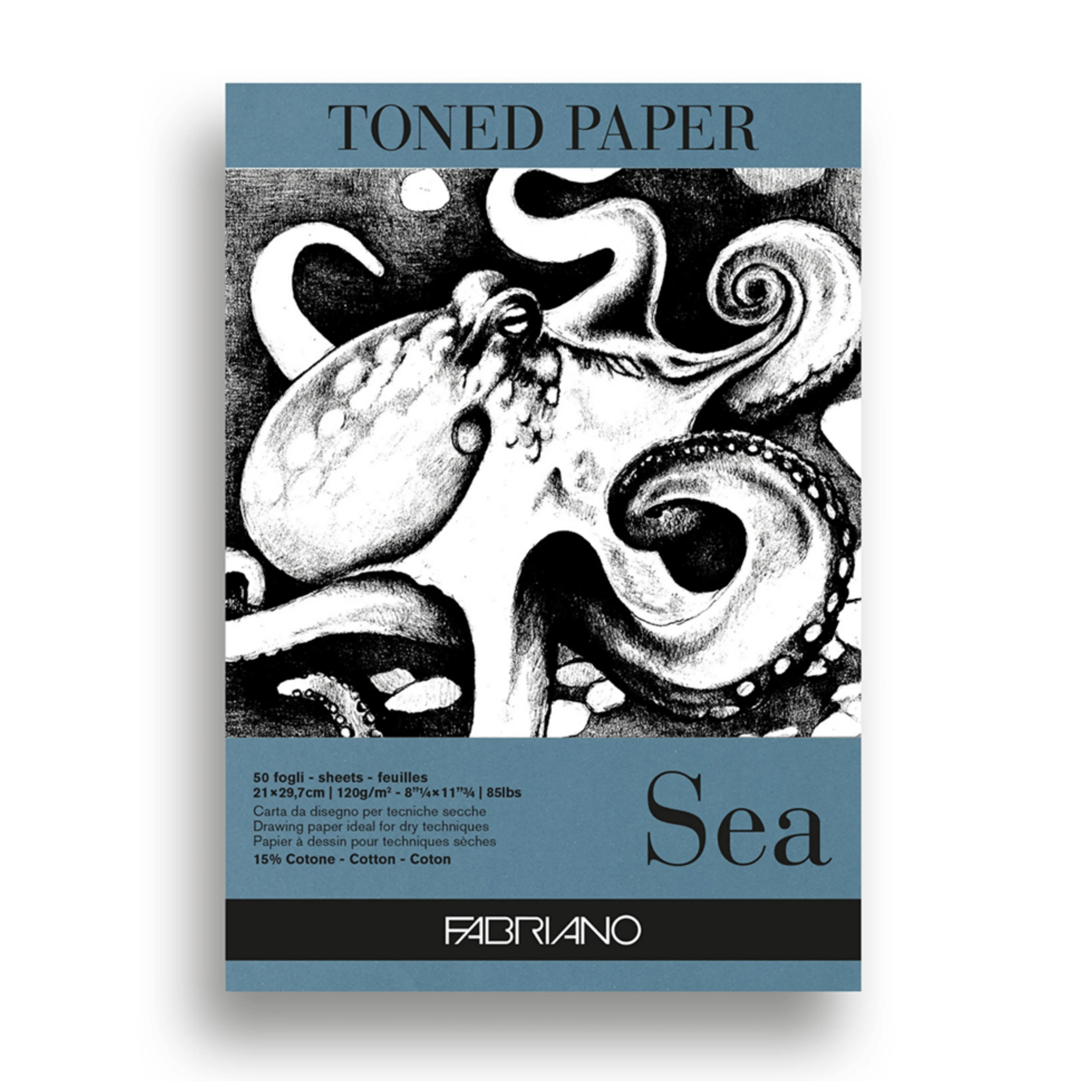Fabriano Toned Paper Pad Sea 120 GSM (Contains- 50 Sheets)