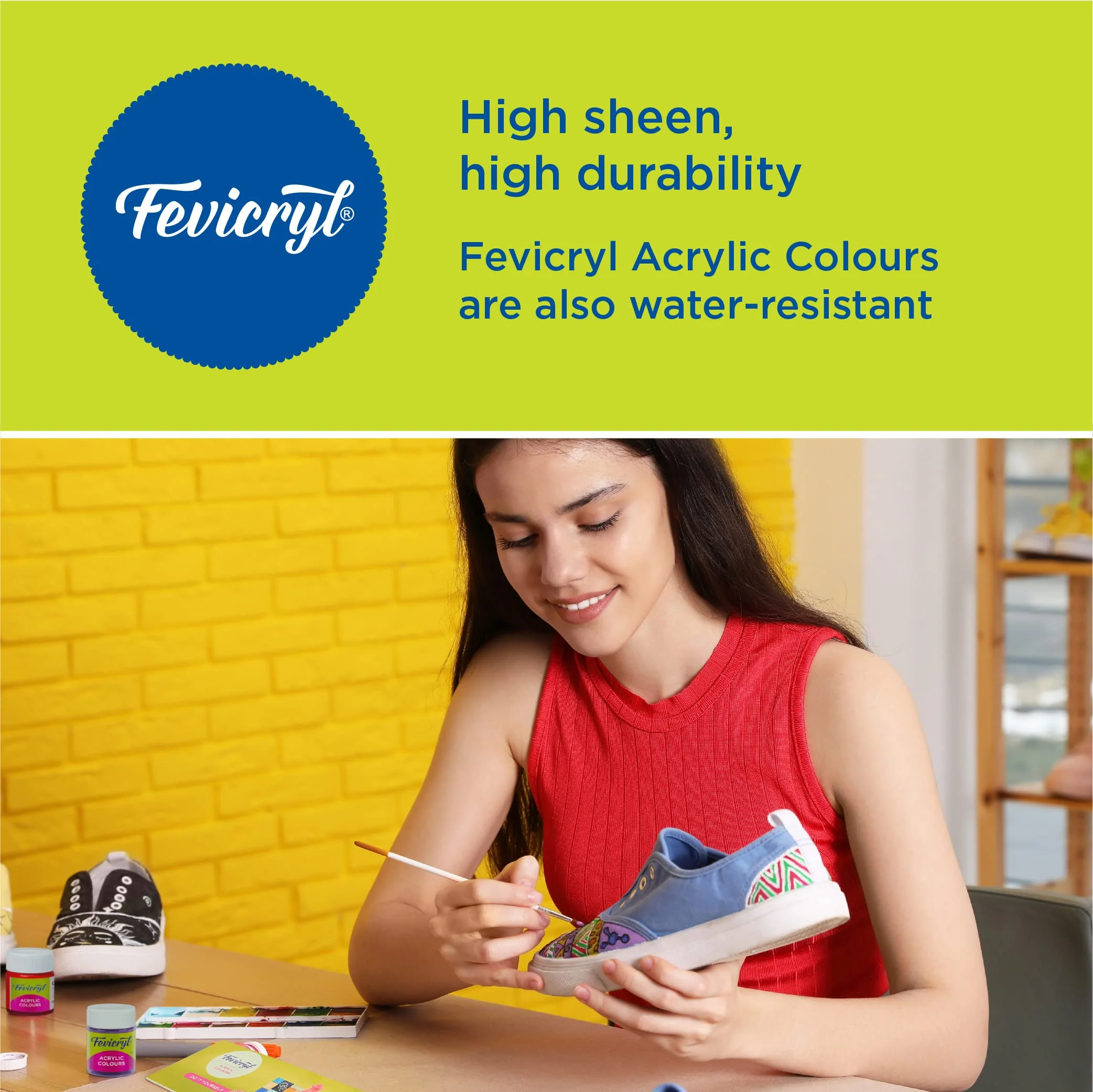Pidilite Fevicryl Acrylic Colours Sunflower Kit (10 Colors x 15 ml) DIY Paint, Rich Pigment, Non-Craking Paint for Canvas, Wood, Leather, Earthenware, Metal - Image 3