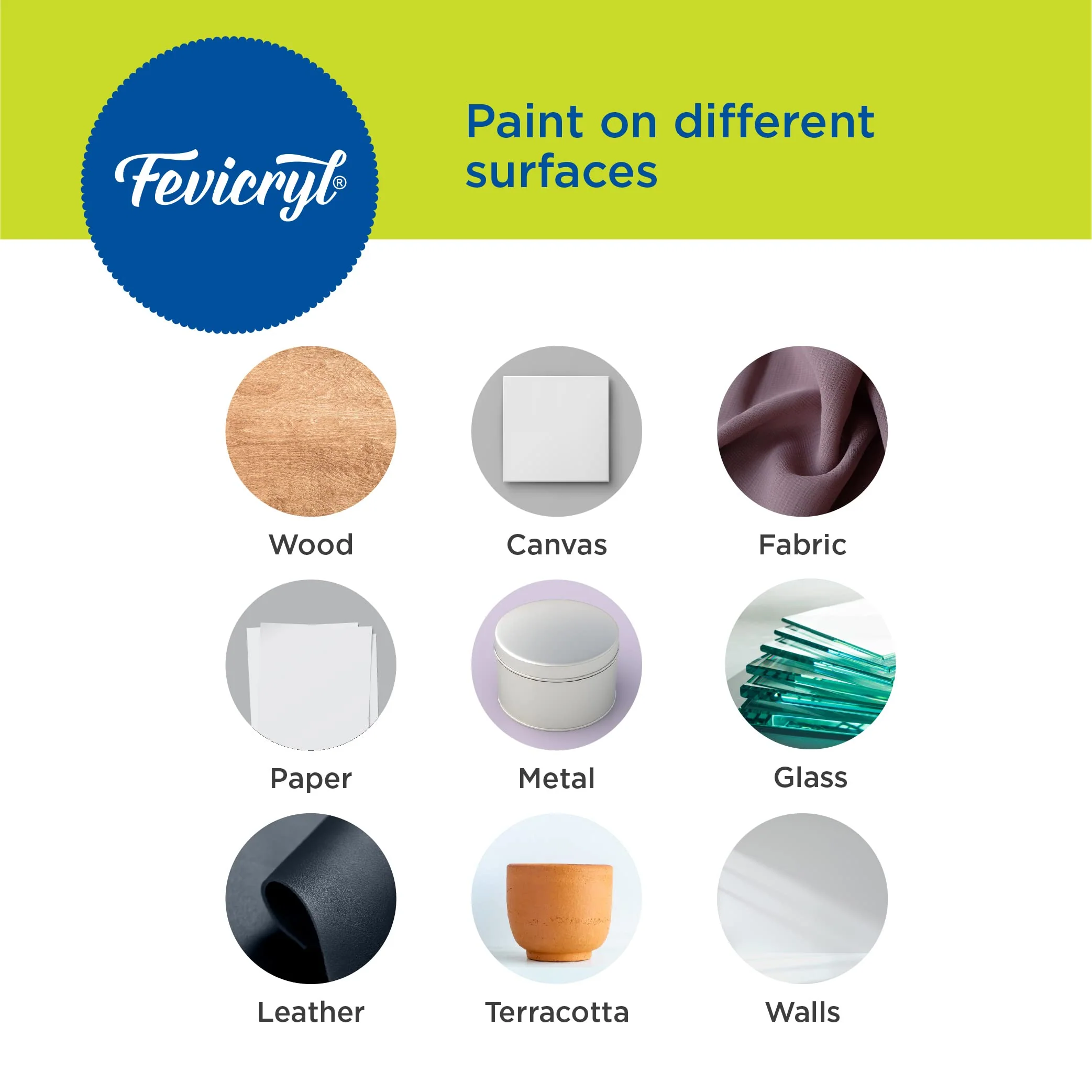 Pidilite Fevicryl Acrylic Colours Sunflower Kit (10 Colors x 15 ml) DIY Paint, Rich Pigment, Non-Craking Paint for Canvas, Wood, Leather, Earthenware, Metal - Image 4