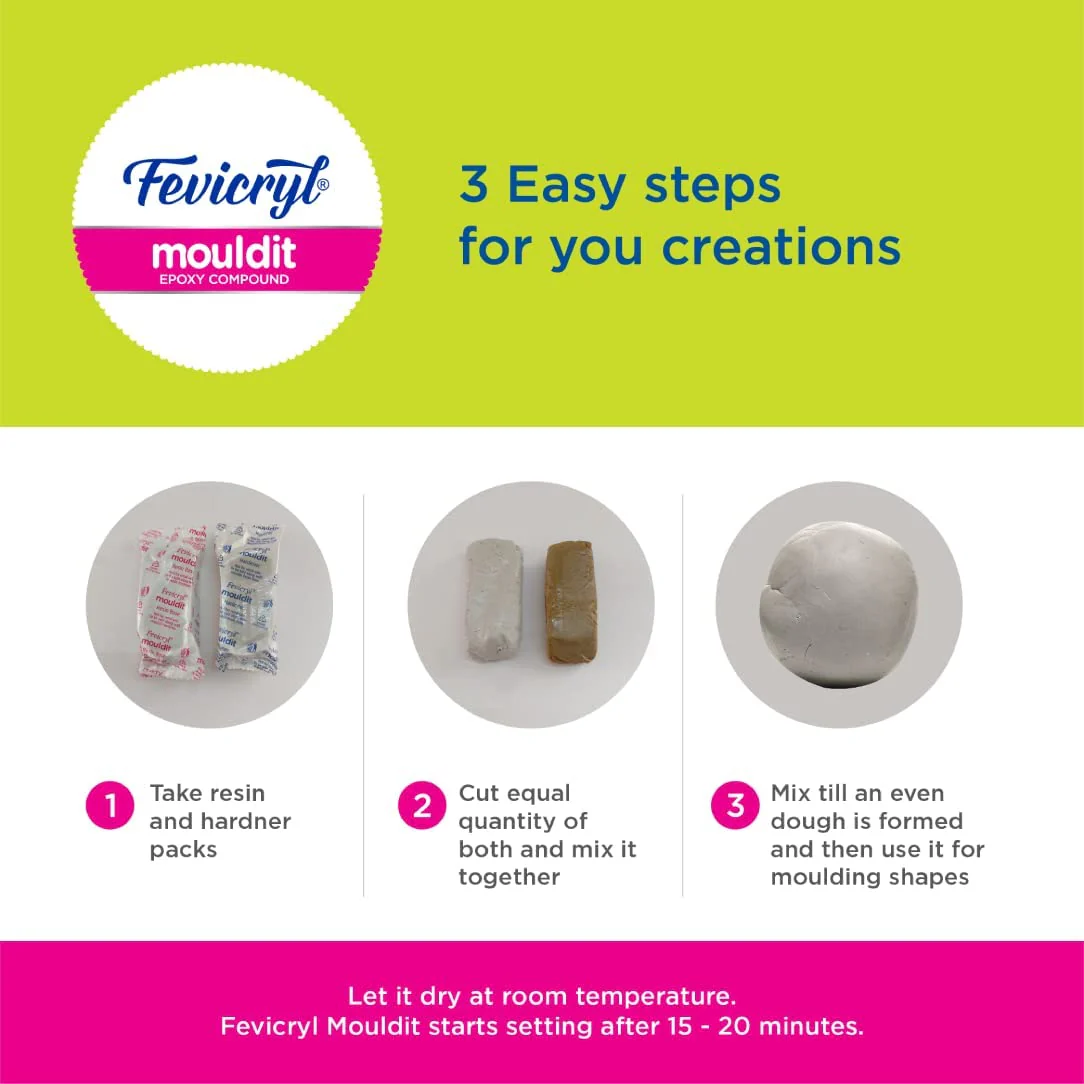 Pidilite Fevicryl Mould It, 900 g, Clay Set for Modelling and Sculpting, Air Dry Clay for Art and Craft, Gift for Artists, Students, Children - Image 3