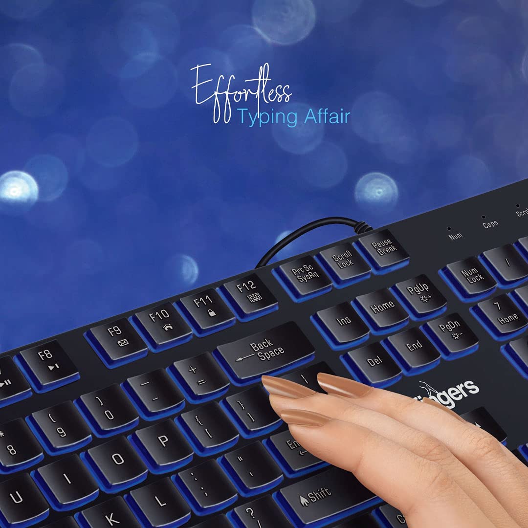 FINGERS Gleaming BlueLit Wired Backlit Keyboard - Black - Image 6