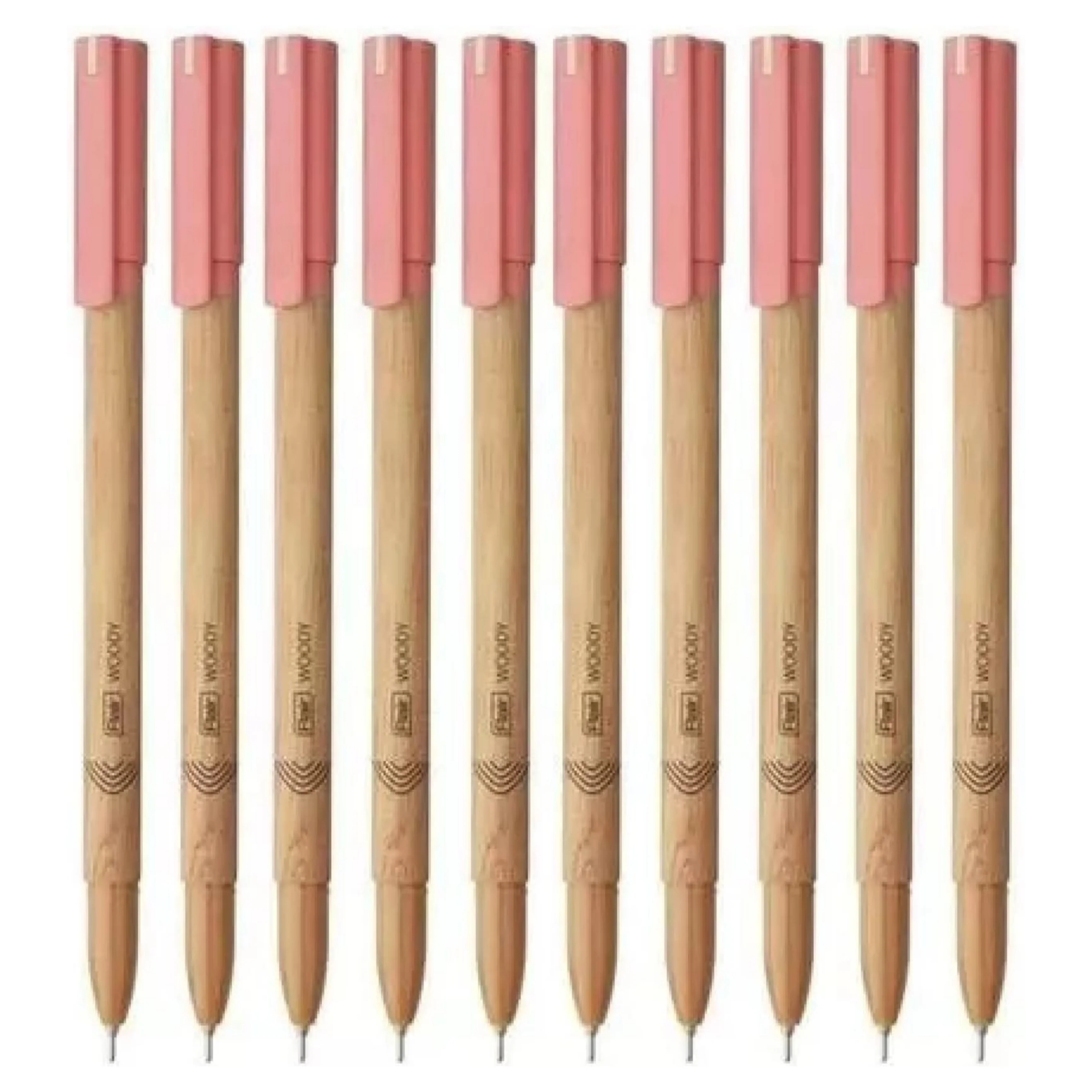 Flair Woody 0.7mm Ball Pen | Attractive Woody Design | Smooth Ink Flow System With Low-Viscosity Ink | Smudge Free Writing | Red Ink - Pack of 10 Pens