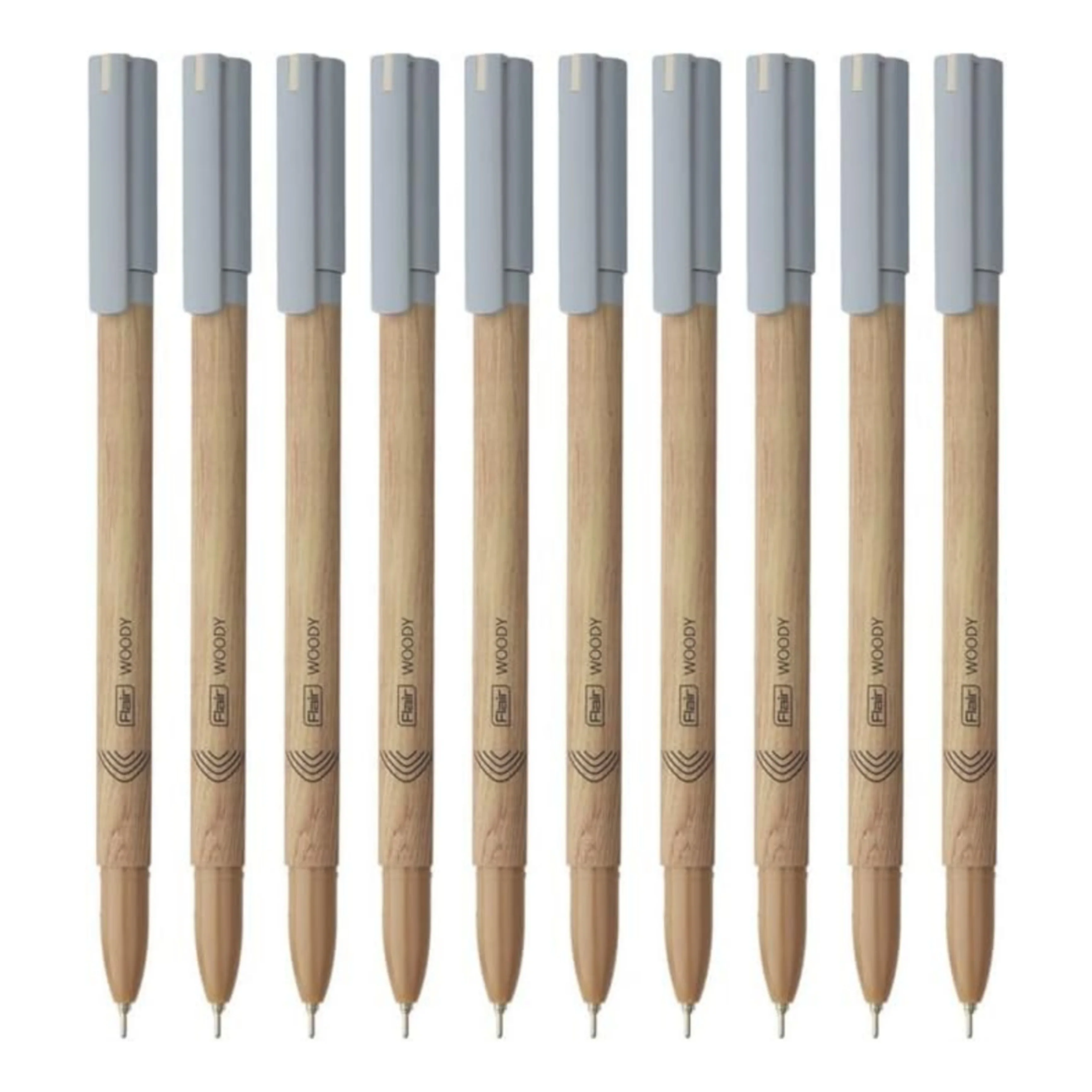 Flair Woody 0.7mm Ball Pen | Attractive Woody Design | Smooth Ink Flow System With Low-Viscosity Ink | Smudge Free Writing | Black Ink - Pack of 10 Pens