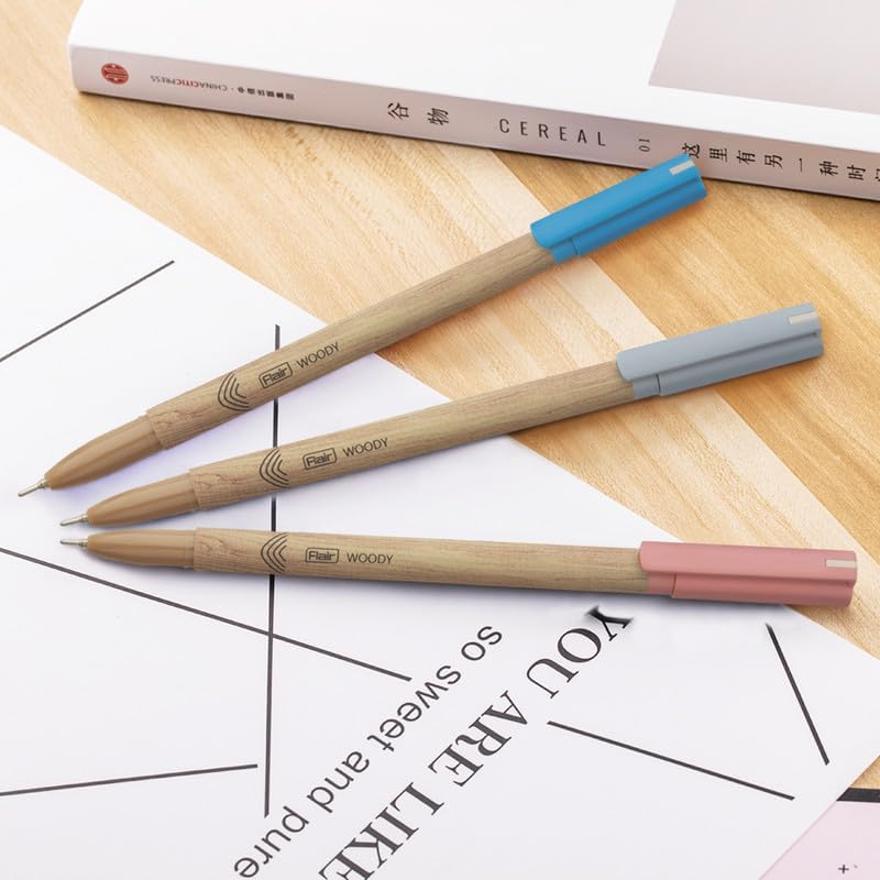 Flair Woody 0.7mm Ball Pen | Attractive Woody Design | Smooth Ink Flow System With Low-Viscosity Ink | Smudge Free Writing | Black Ink - Pack of 10 Pens - Image 3