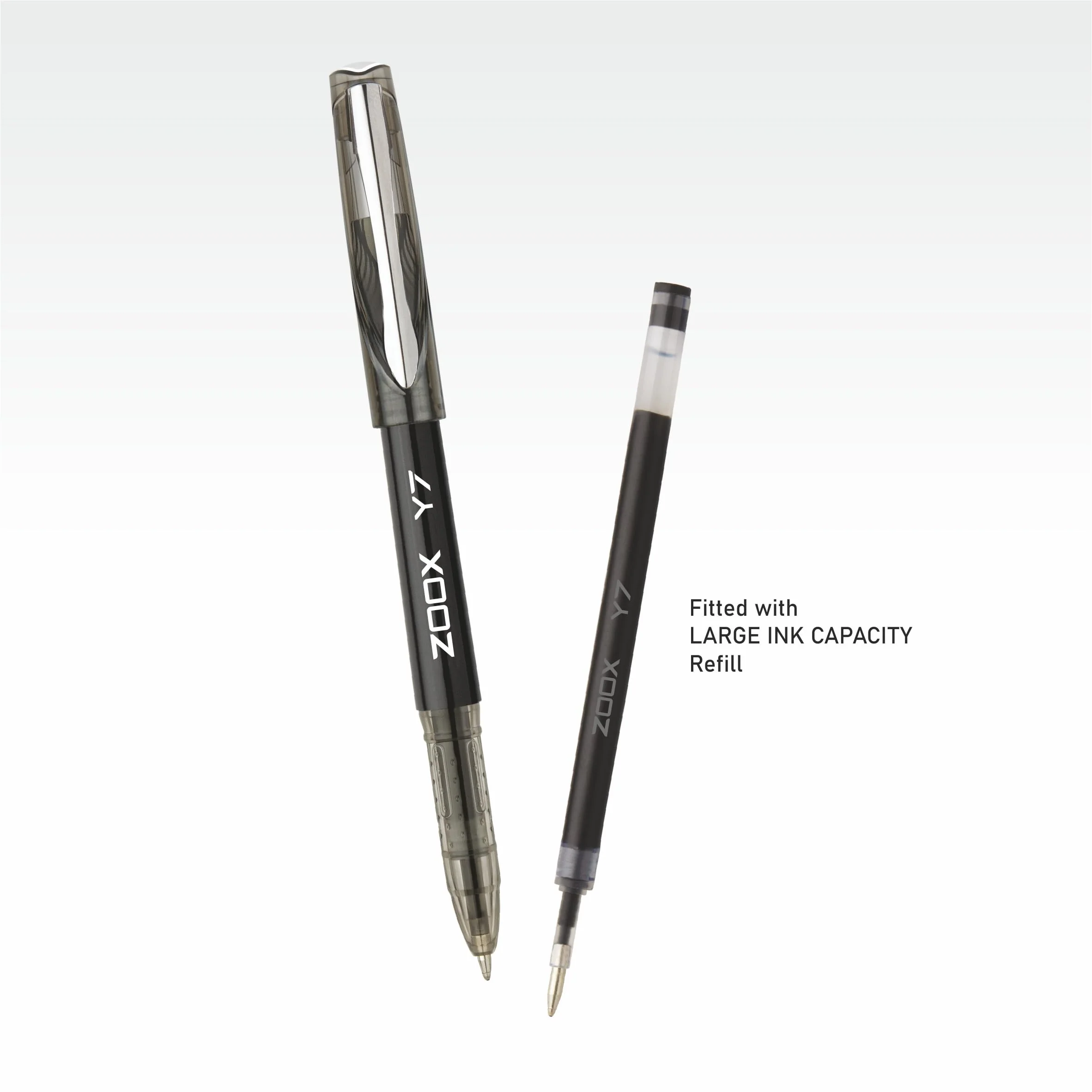 Flair Zoox Y7 Ball Pen | Sturdy Body With Elegant Metal Clip | Dotted Texture For Better Holding | Jumbo Refill With Large Ink Capacity | Black Ink - Image 3