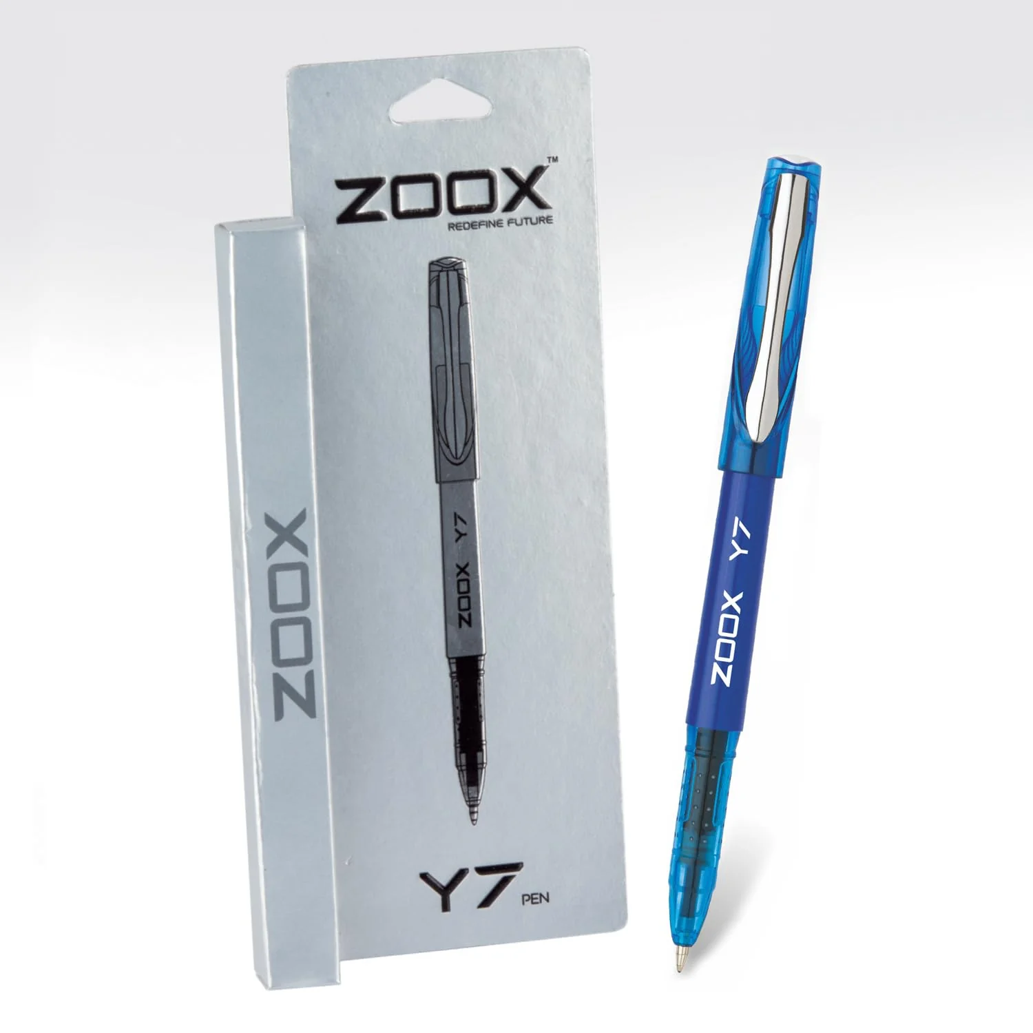 Flair Zoox Y7 Ball Pen | Sturdy Body With Elegant Metal Clip | Dotted Texture For Better Holding | Jumbo Refill With Large Ink Capacity | Blue Ink - Image 4