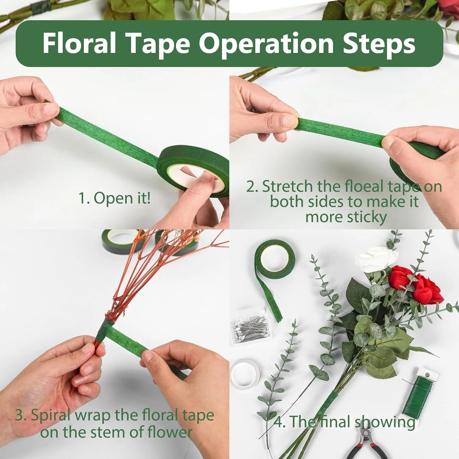 Floral Tape Self Adhesive Flower Making Tapes for Stem Wrap - Image 4