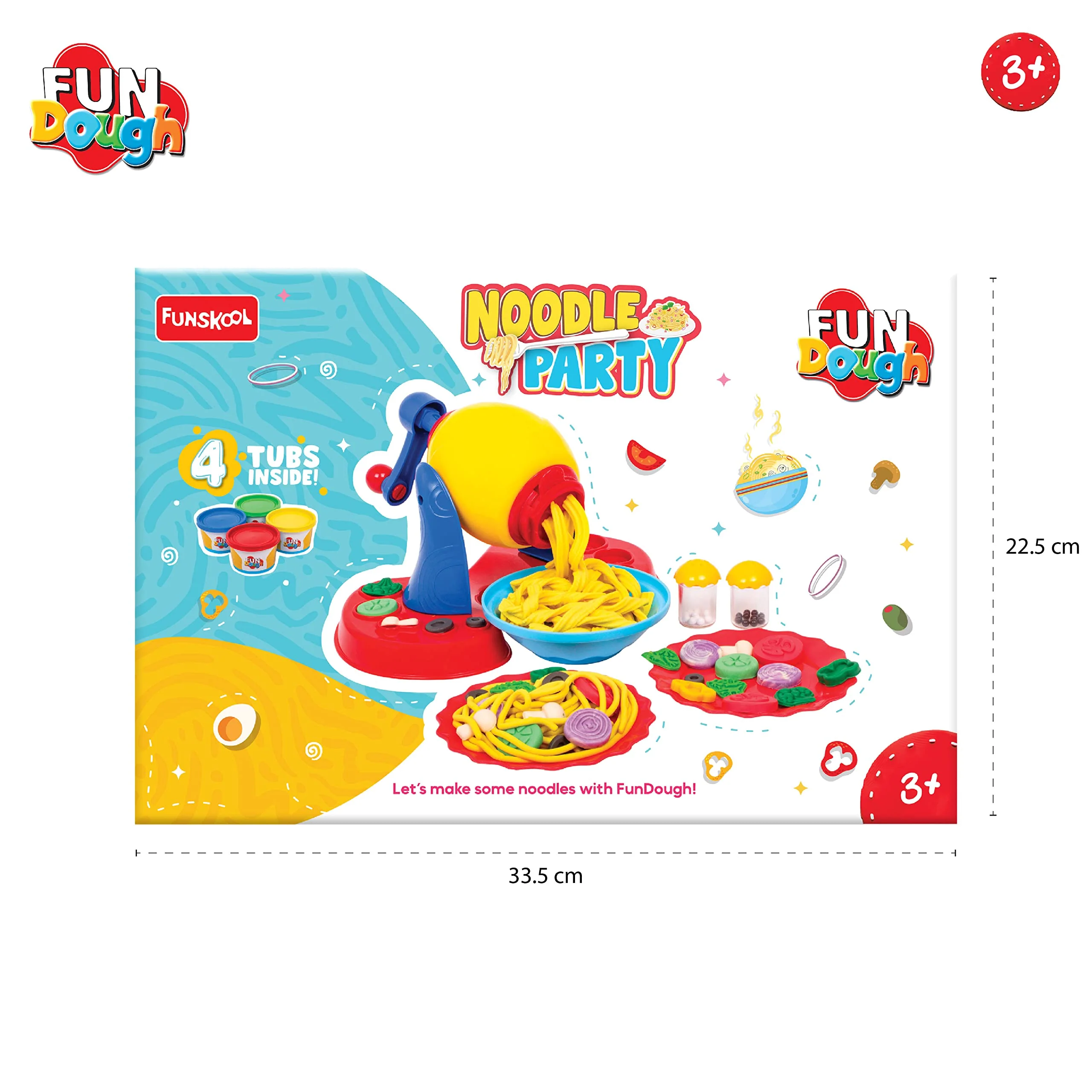 Fundough Funskool Noodle Party Play Set 5 Colorful Dough Tubs of 75g Each - Image 2