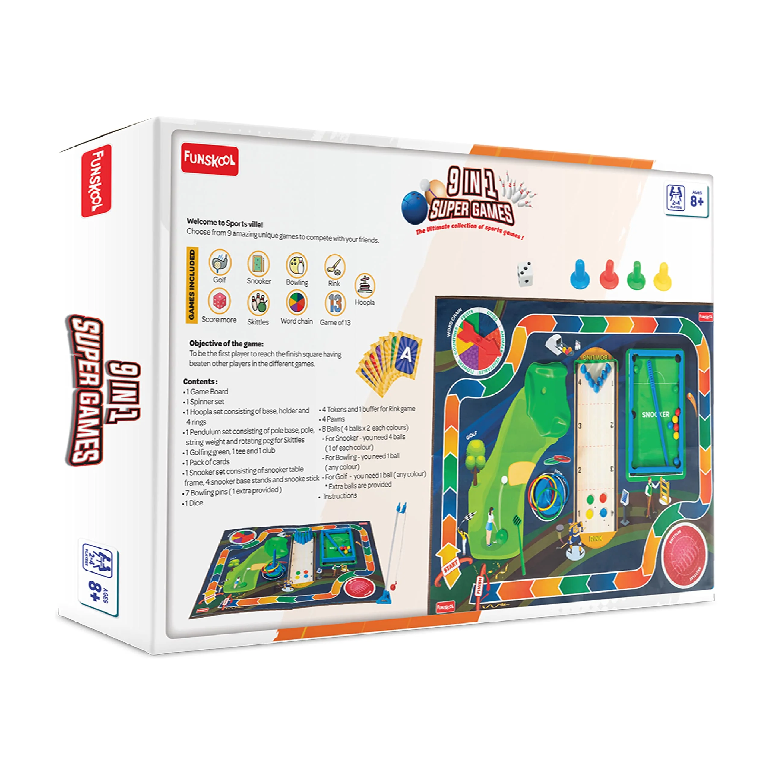 Funskool Kid Games Super 9 in 1 Compact Game,Strategy Game Ages 8 and Above - Image 3