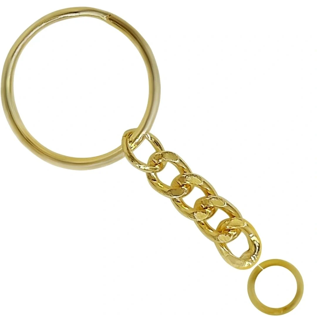 Gold Keyrings with Chain Open Jump Ring 12Pcs - Image 3