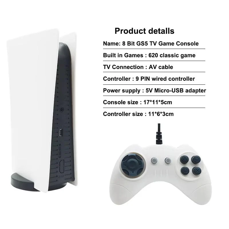 GS5 TV Console with 300 Built In 8 Bit Games USB Wired AV Output Retro Gaming Console - Image 2