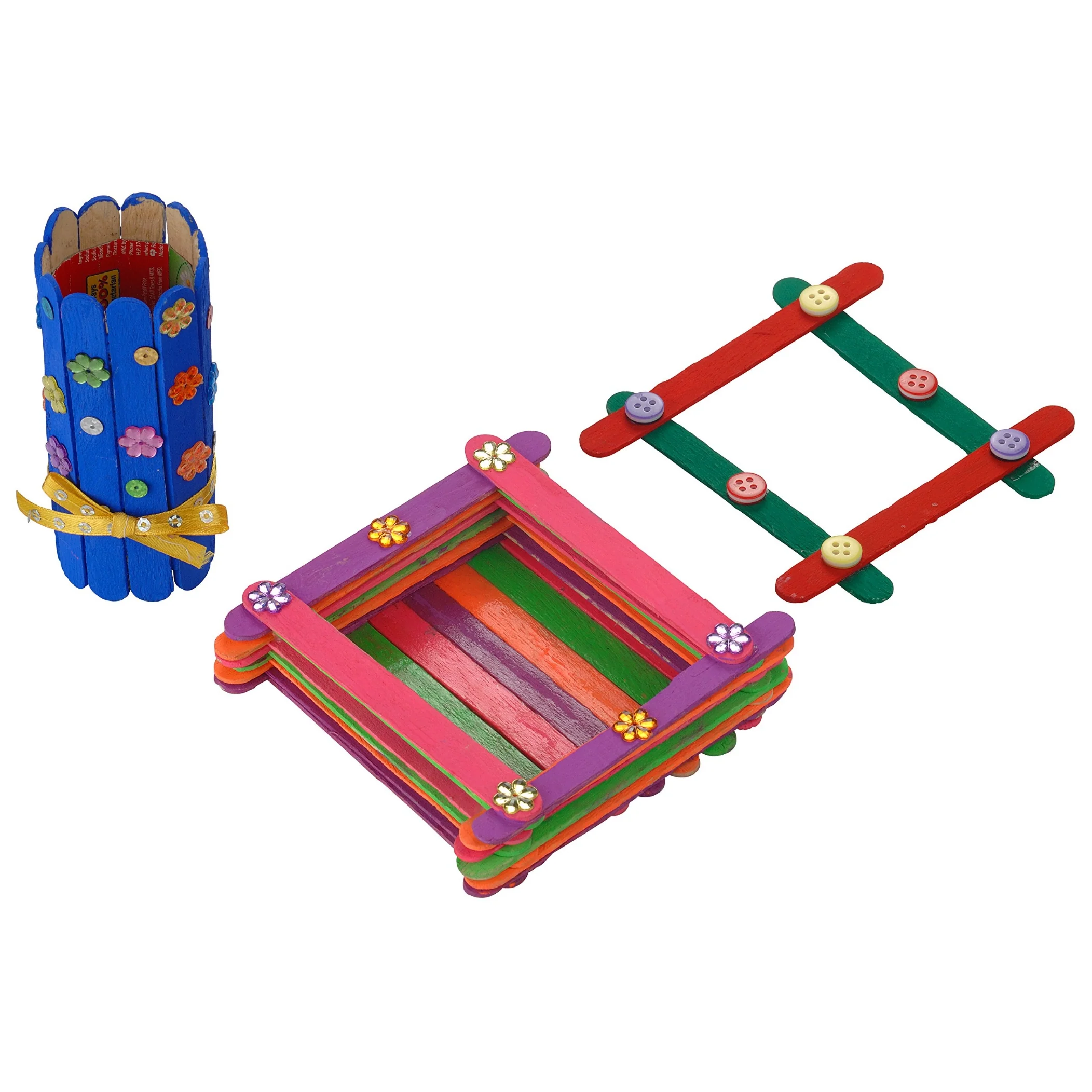 Happy Kidz Creative Candy Craft Hobby Kit | Learn Creativity, Art and Craft, Best Out of Waste with Ice-Cream Sticks Game for Kids | Do it Yourself DIY Craft and Activity Kit for Boy and Girls - Image 2