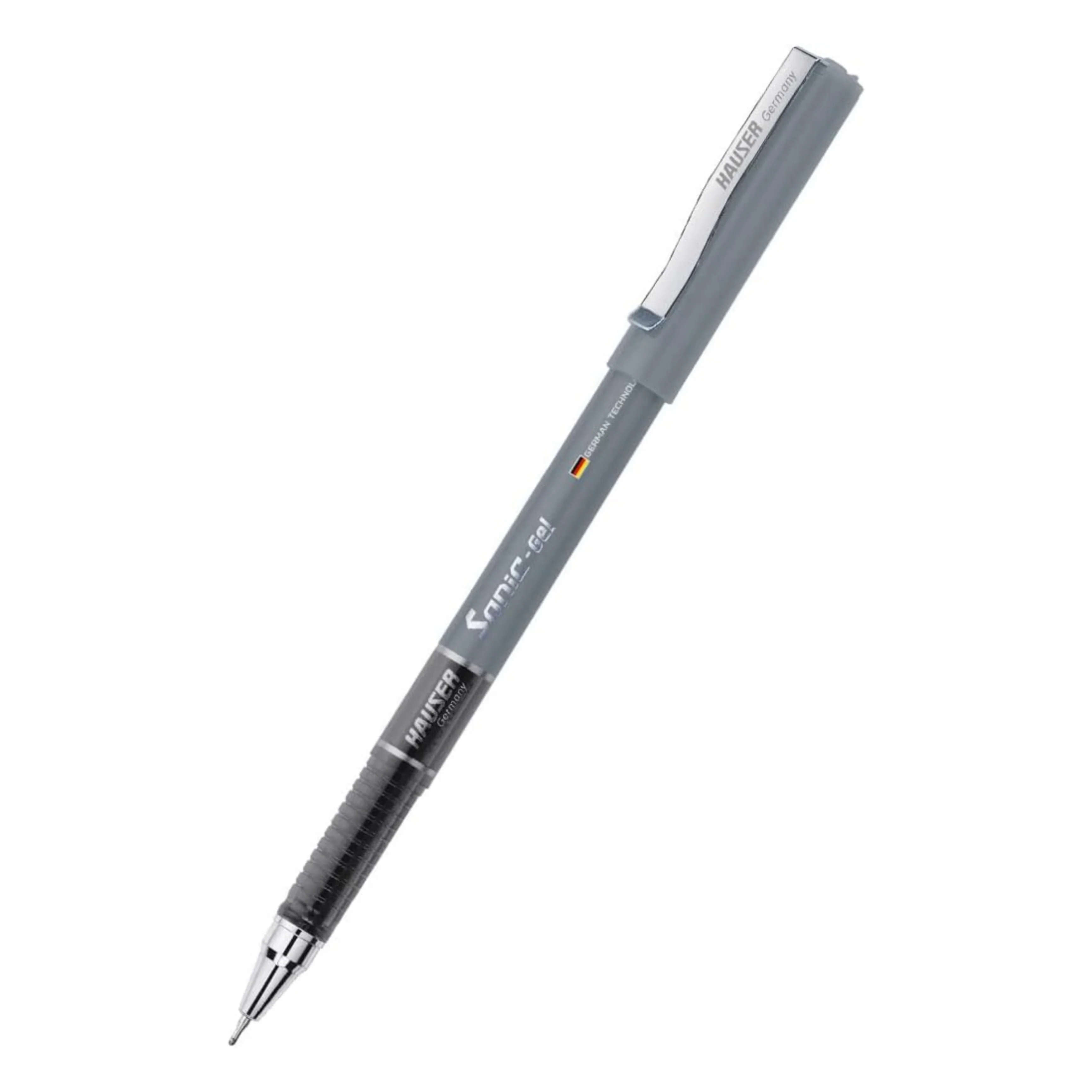 Hauser Sonic 0.55mm Gel Pen Box Pack | Attractive Foiled Body | Stylish Metal Clip | Refillable & Waterproof Gel Ink | German Technology For Smooth & Effortless Writing | Black Ink Set of 10 Gel Pens - Image 2