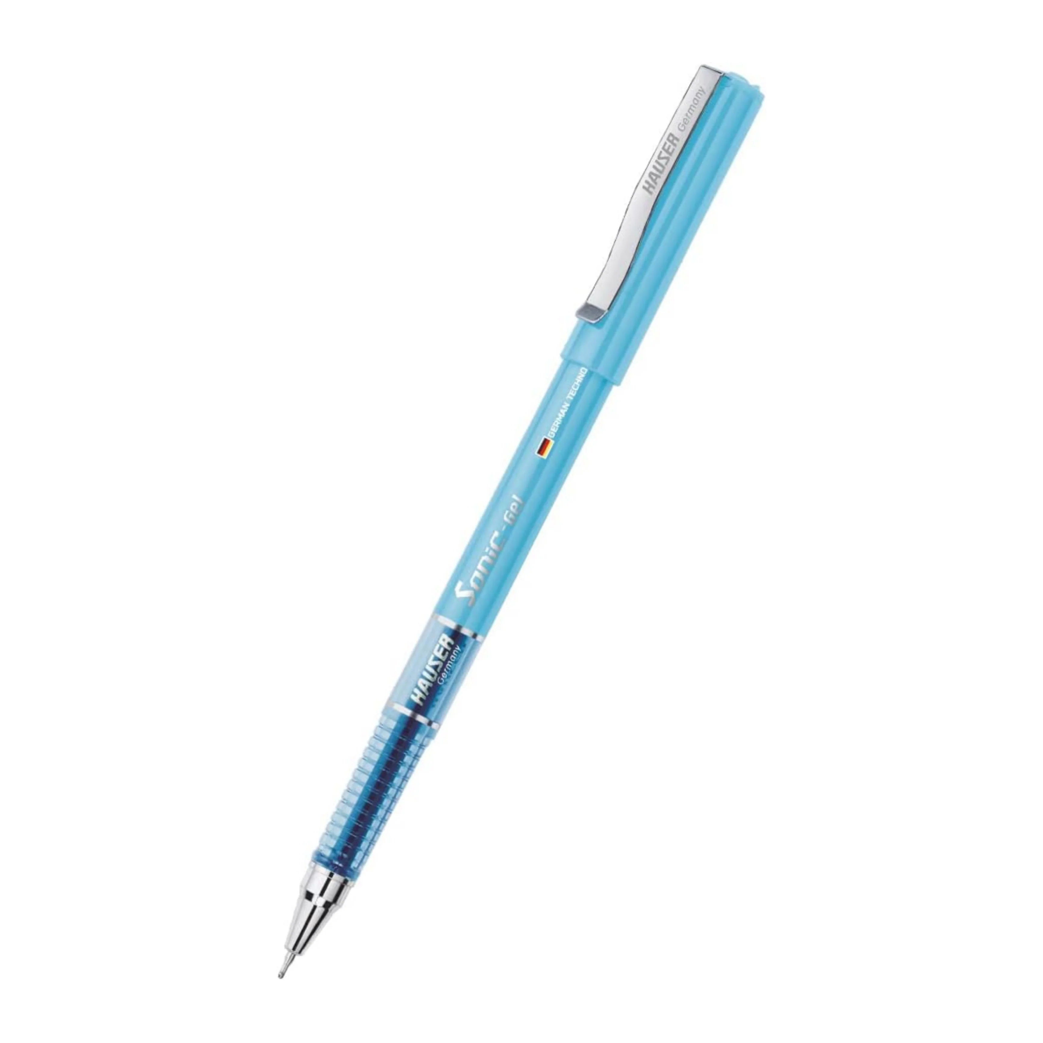 Hauser Sonic 0.55mm Gel Pen Box Pack | Attractive Foiled Body | Stylish Metal Clip | Refillable & Waterproof Gel Ink | German Technology For Smooth & Effortless Writing | Blue Ink Set of 10 Gel Pens - Image 2