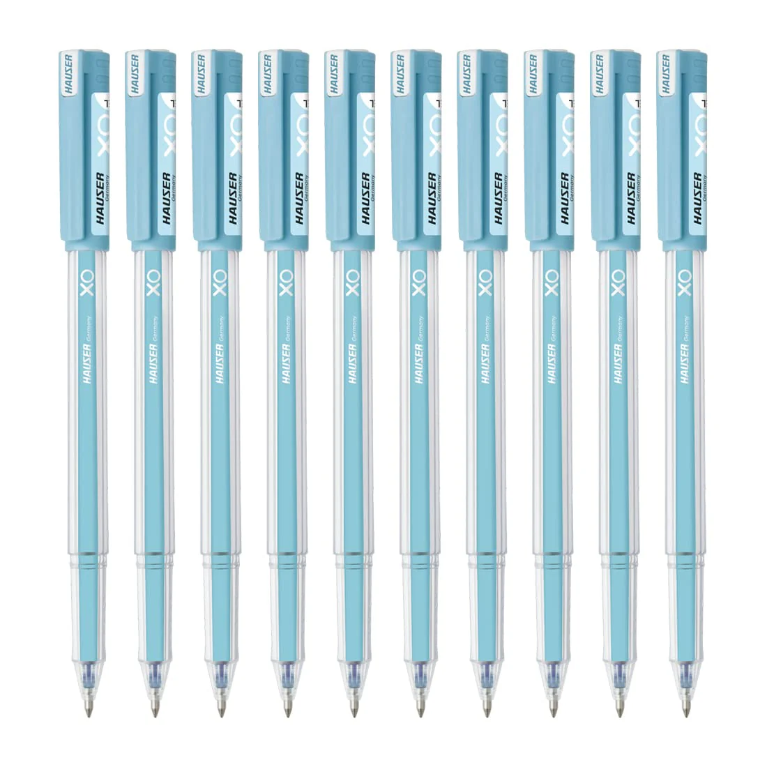 Hauser XO Jumbo Gel Pen Box Pack | Water Proof Ink For Smooth Flow System | Comfortable Grip With Smudge Free Writing | Smooth, Sturdy & Refillable Pen | Blue Ink, Pack of 10 Pens