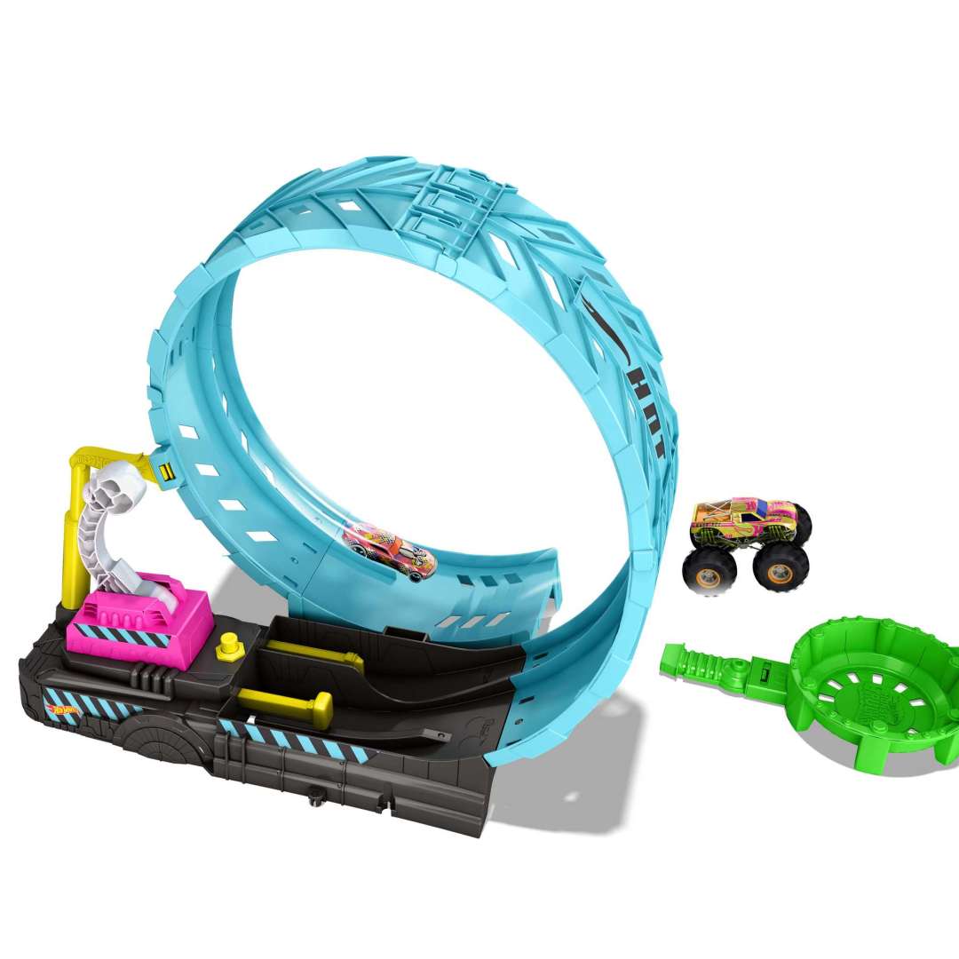 Hot Wheels® Monster Trucks Glow in The Dark Epic Loop Challenge™ Playset with Launcher, Ramp & Giant Loop, Includes 1 1:64 Scale Die-Cast Truck & 1 Car Toy Gift for Kids - Image 6