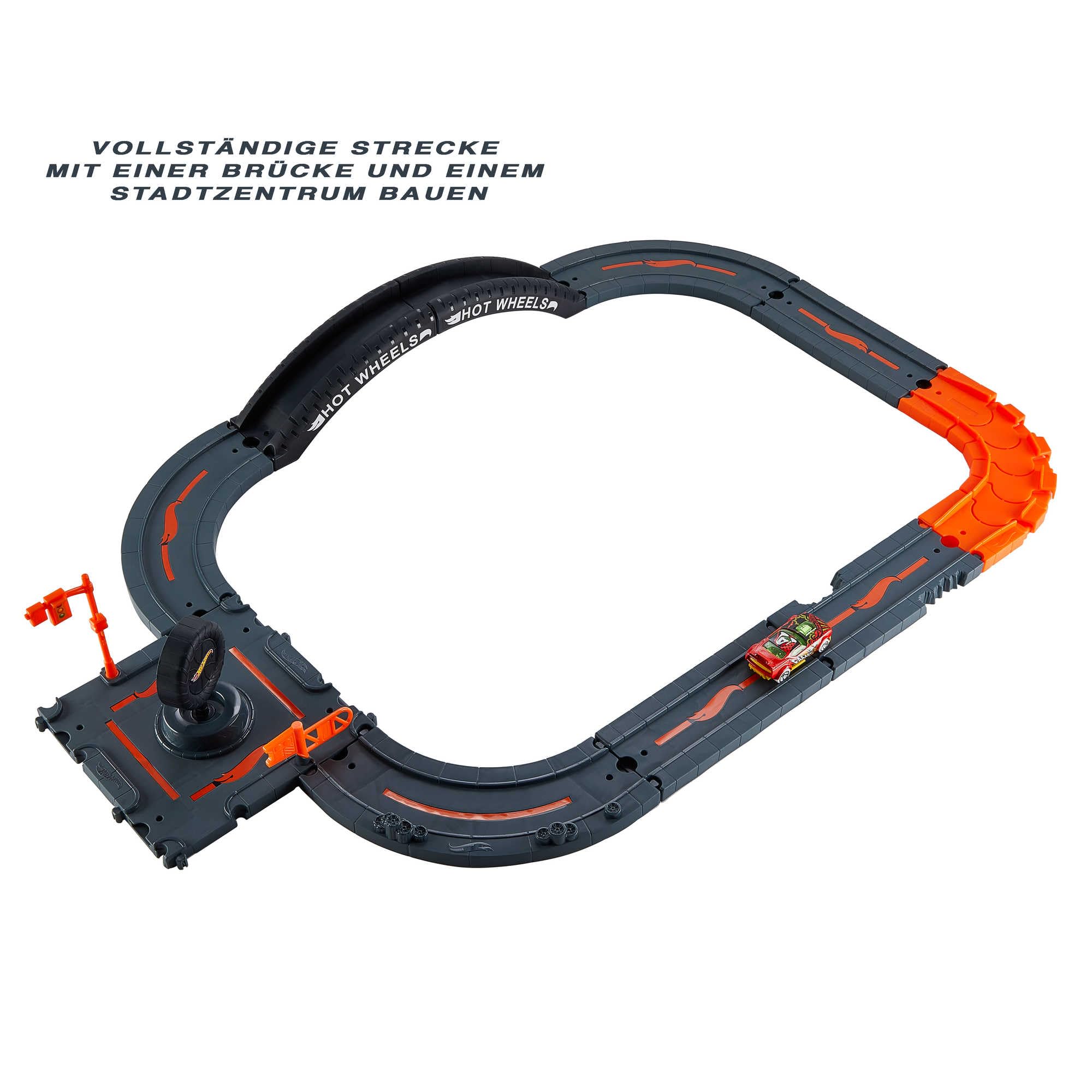 Hot Wheels City Expansion Track Pack, 10 Piece Set Includes Track Base & Various Track Pieces to Build a Cityscape, with 1 Hot Wheels Car, Connects to Other Sets, For Kids 4 Years & Up - Image 4