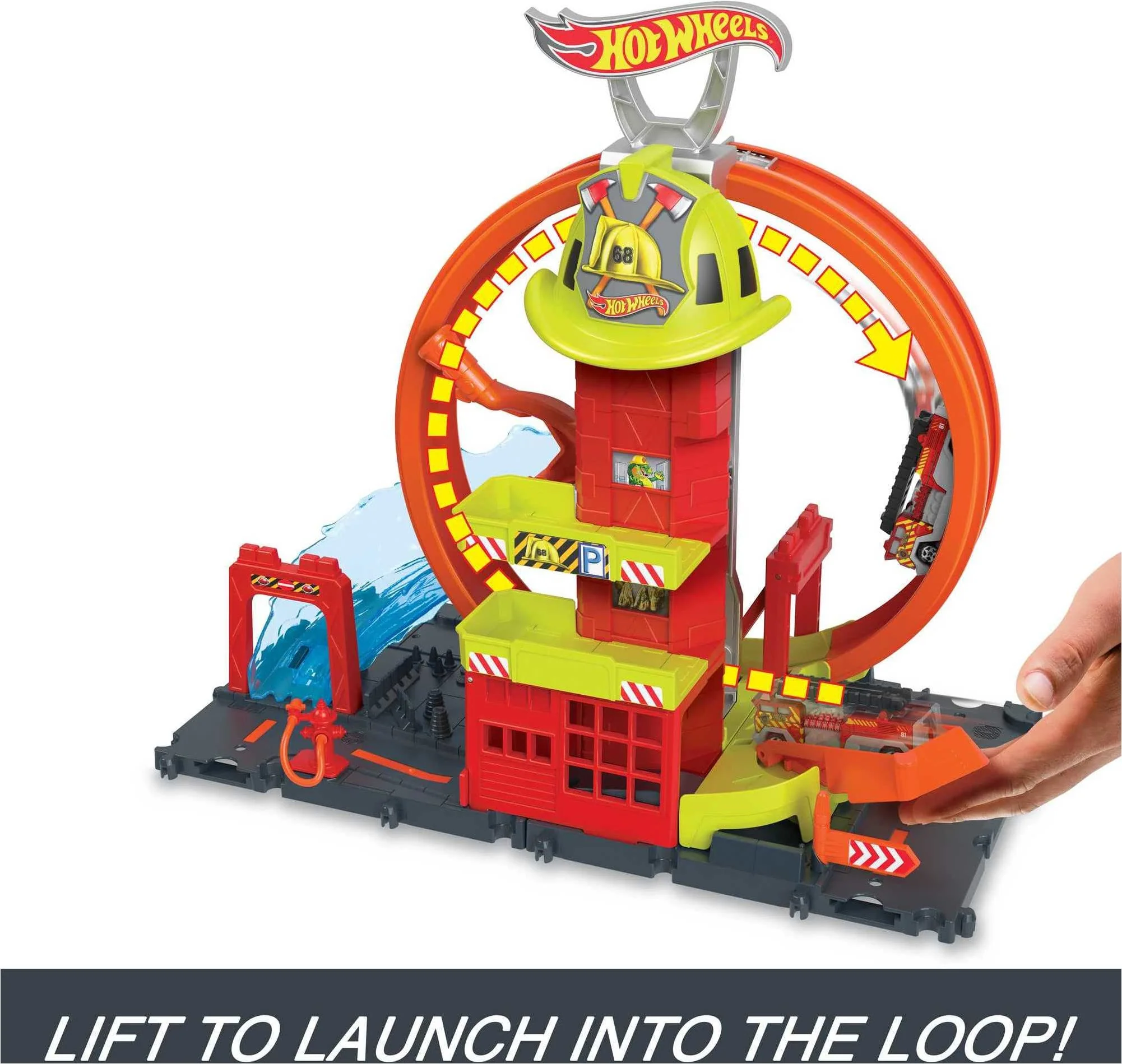 Hot Wheels City Super Loop Fire Station Playset, Track Set With 1 Toy Car - Image 4