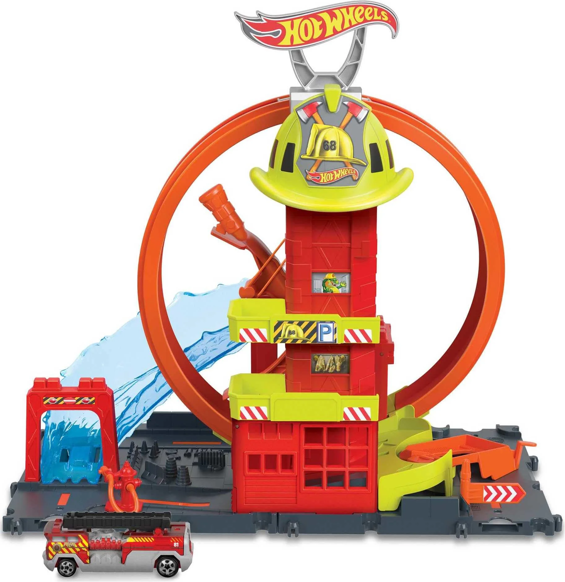 Hot Wheels City Super Loop Fire Station Playset, Track Set With 1 Toy Car - Image 6
