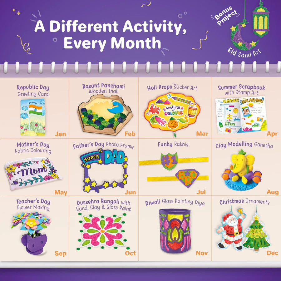 Imagimake Celebration Kit 25+ Exciting Craft Projects for Kids 500+ Craft Supplies Art & Craft DIY Kit - Image 2