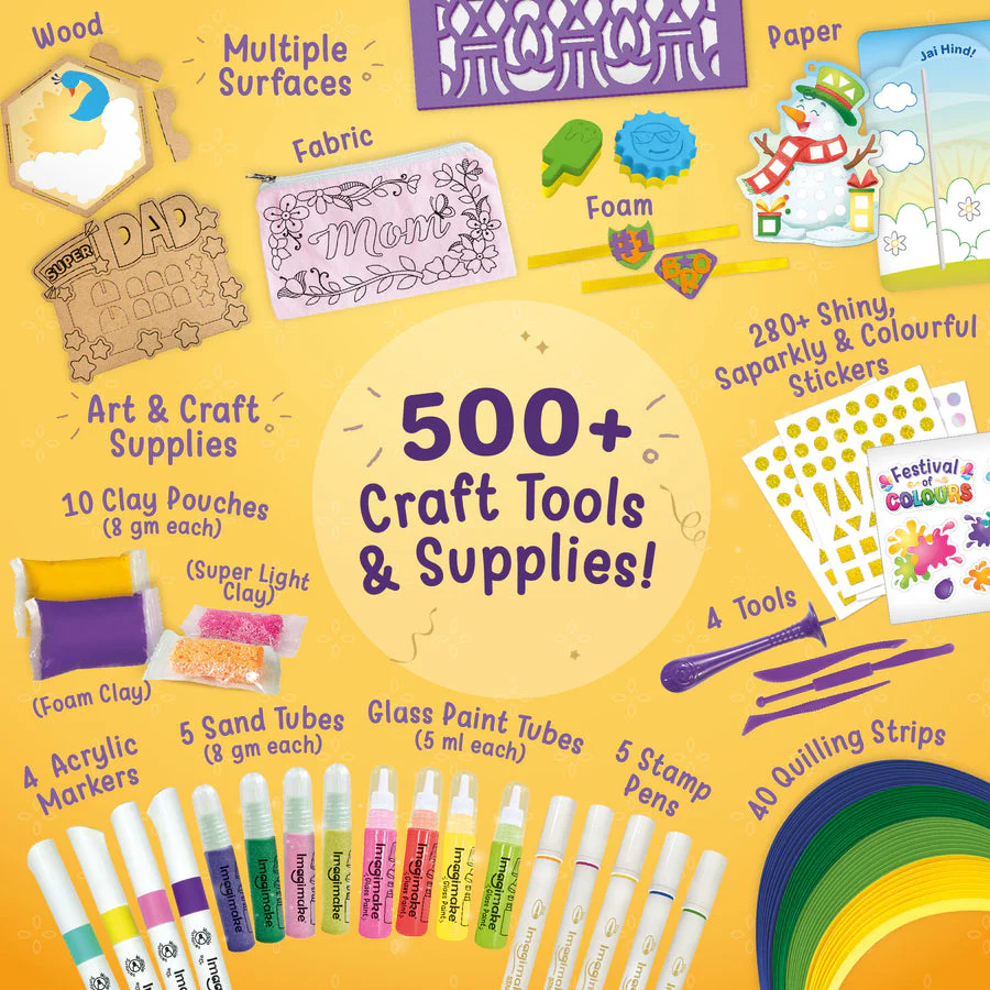 Imagimake Celebration Kit 25+ Exciting Craft Projects for Kids 500+ Craft Supplies Art & Craft DIY Kit - Image 3
