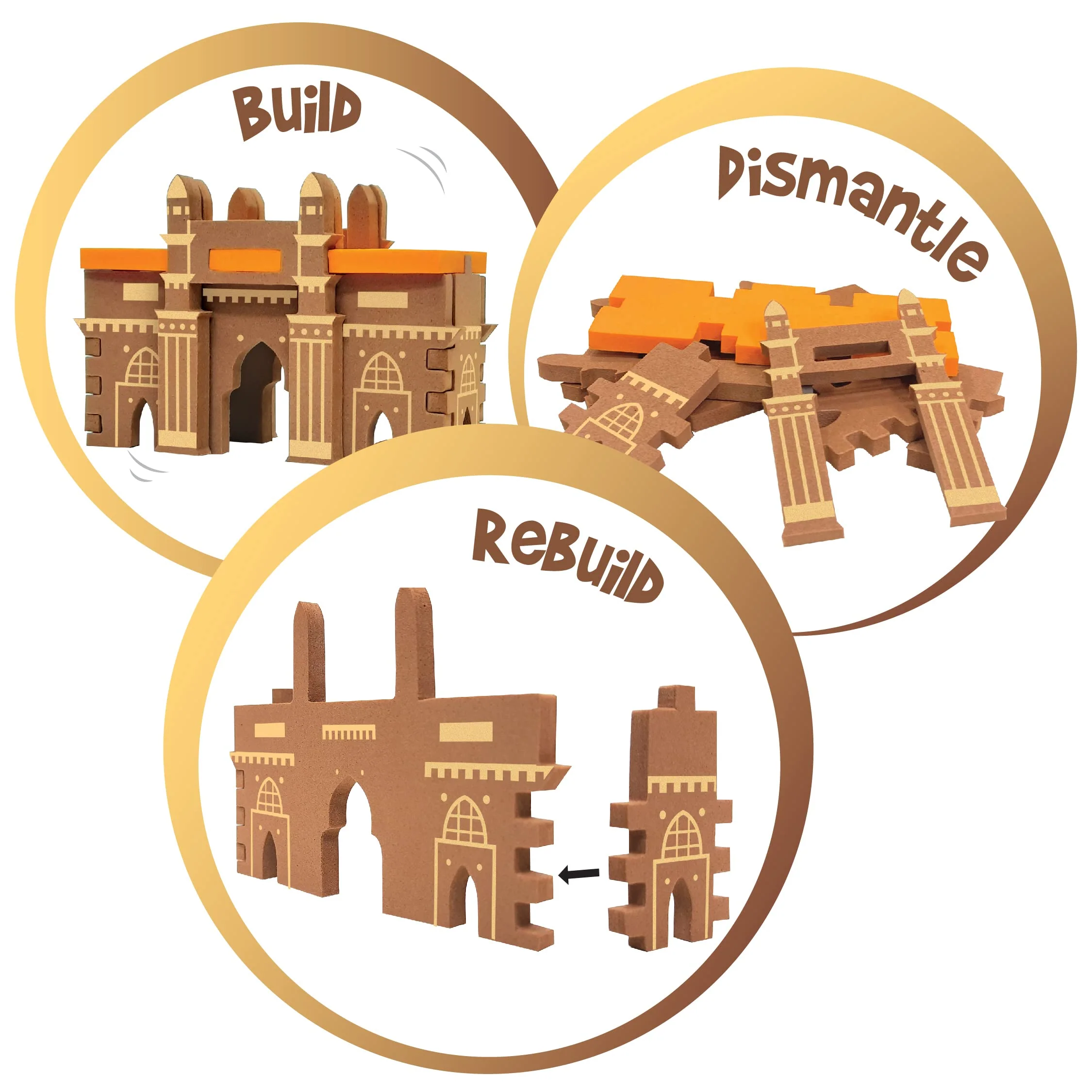 Imagimake Eva Foam Mapology Monuments Of India - Red Fort & Hawa Mahal - Construction Set - Educational Toy - Image 3