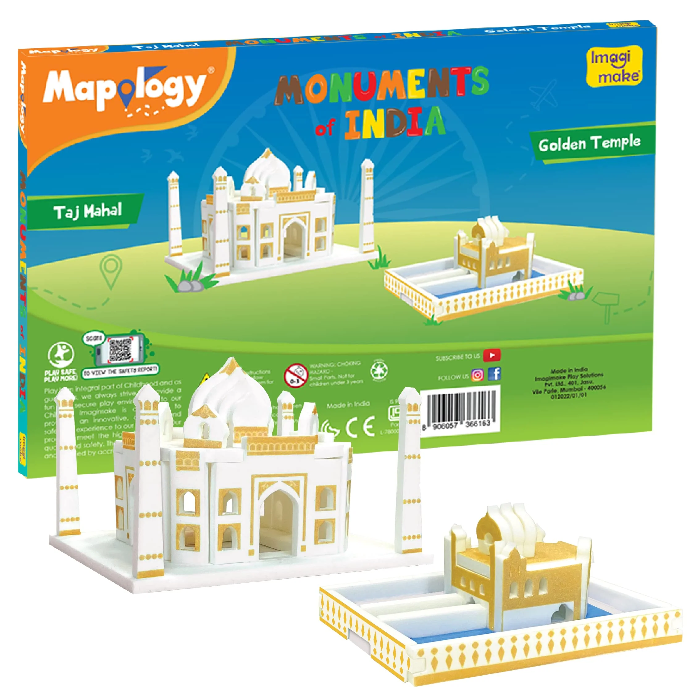 Imagimake Eva Foam Mapology Monuments Of India - Taj Mahal & Golden Temple - Construction Set - Educational Toy