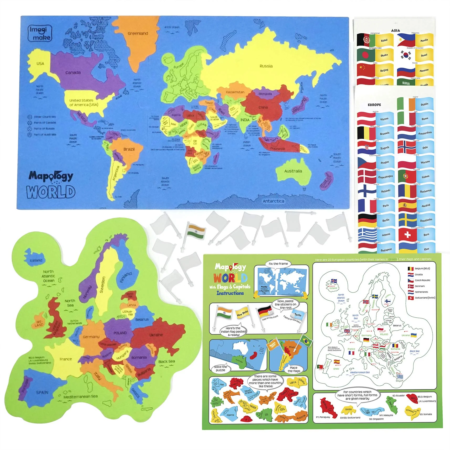 Imagimake: Mapology India and World Maps with Capitals - Learn Capitals and Country Flags - Educational Toy for Kids - Image 3