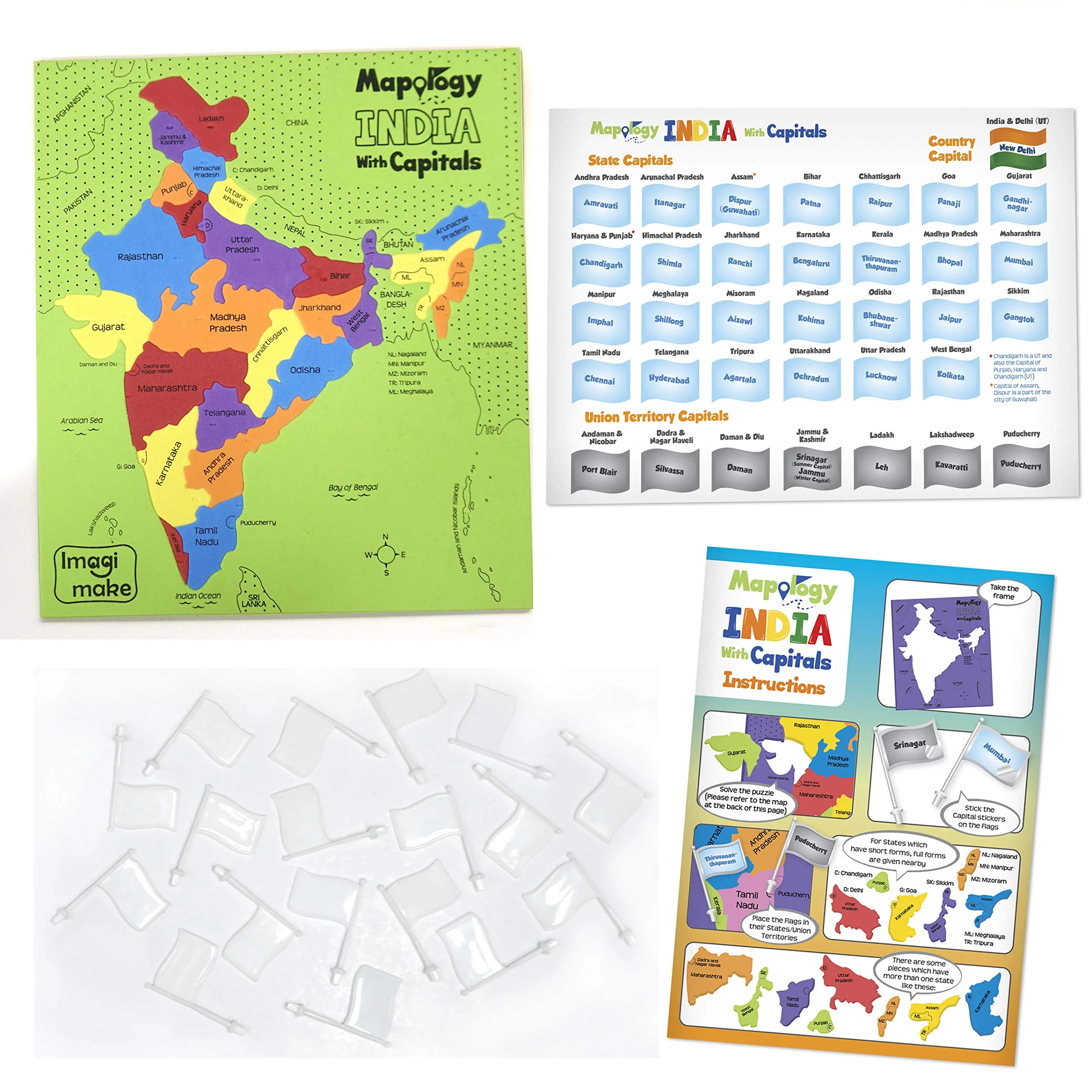 Imagimake: Mapology India and World Maps with Capitals - Learn Capitals and Country Flags - Educational Toy for Kids - Image 4