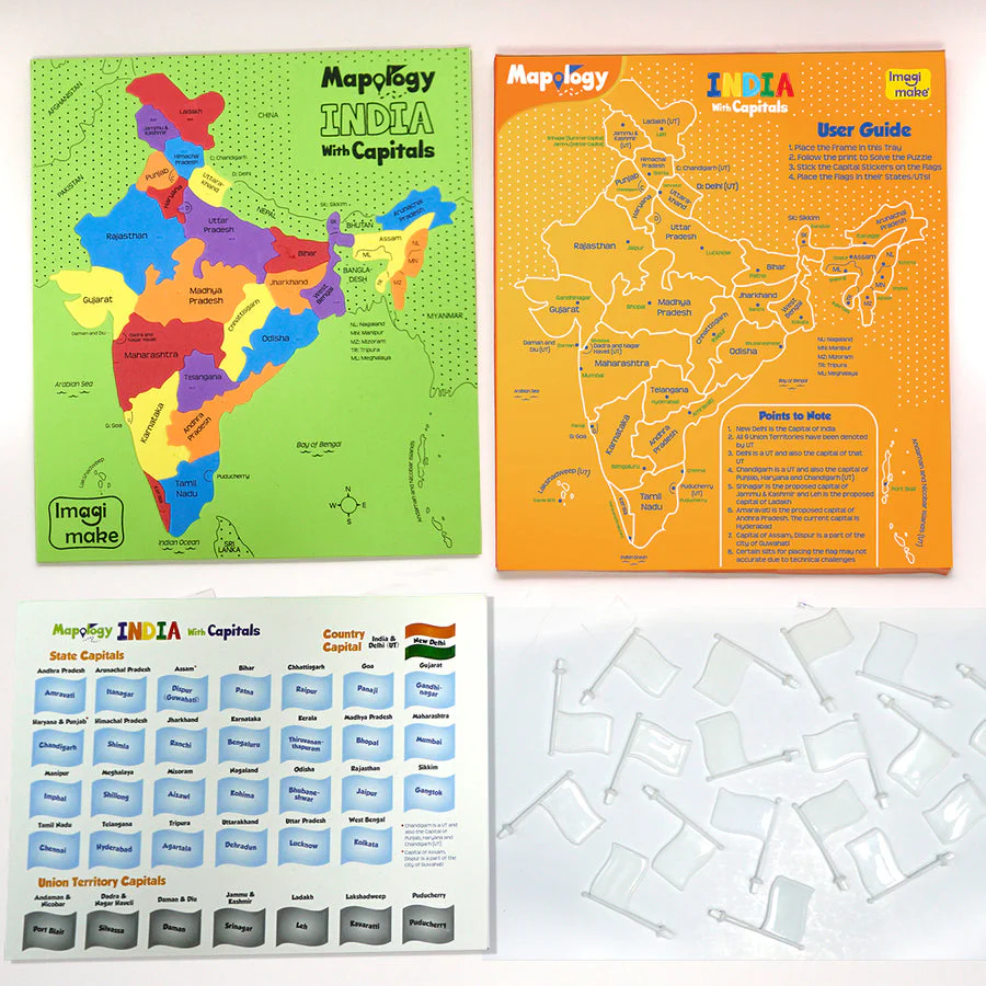 Imagimake Mapology India with State Capitals - Educational Toy and Learning Aid for Boys and Girls - India Map Puzzle - Jigsaw Puzzle, 25 Pieces - Image 4