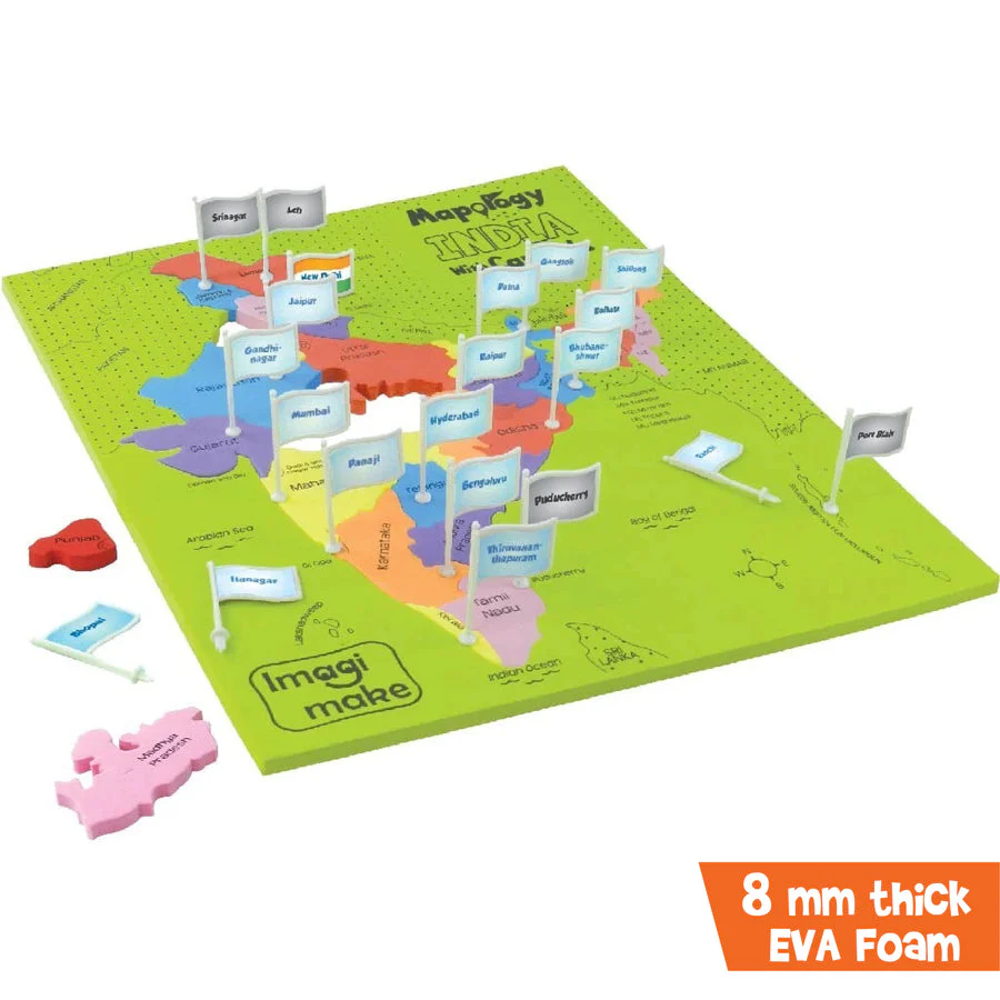 Imagimake Mapology India with State Capitals - Educational Toy and Learning Aid for Boys and Girls - India Map Puzzle - Jigsaw Puzzle, 25 Pieces - Image 5
