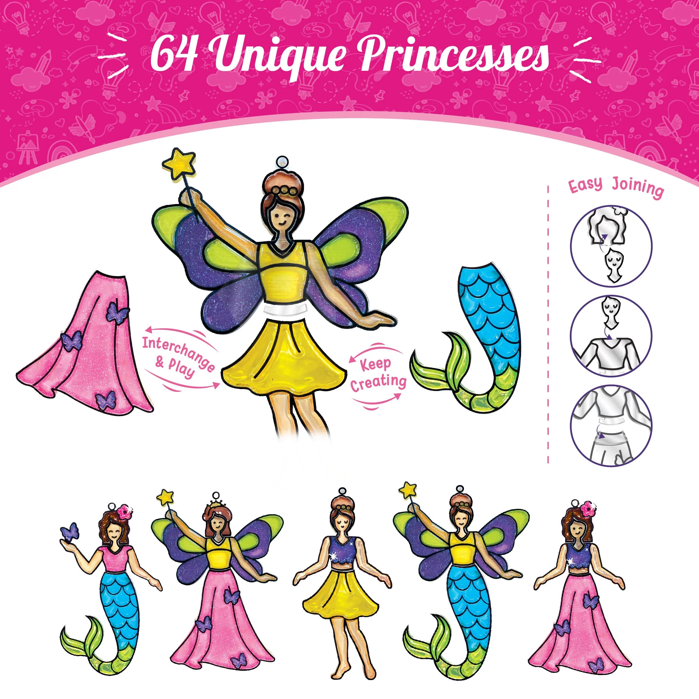 Imagimake Princess-Themed Window Art Craft Kit: 16-Piece Glass Painting Set - Image 4