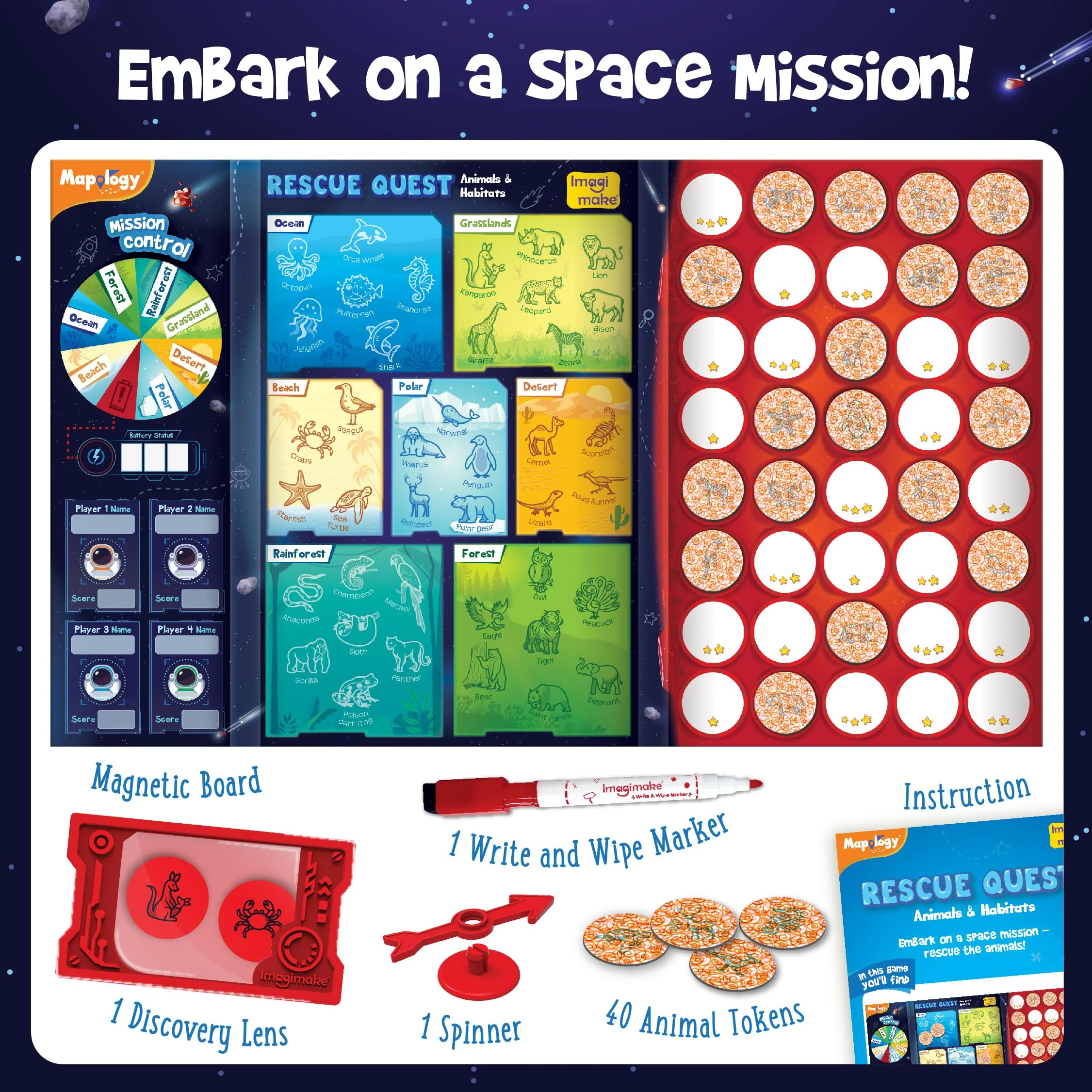Imagimake Rescue Quest–Animals & Habitats Spin, Discover & Rescue Animals Educational Toys - Image 6