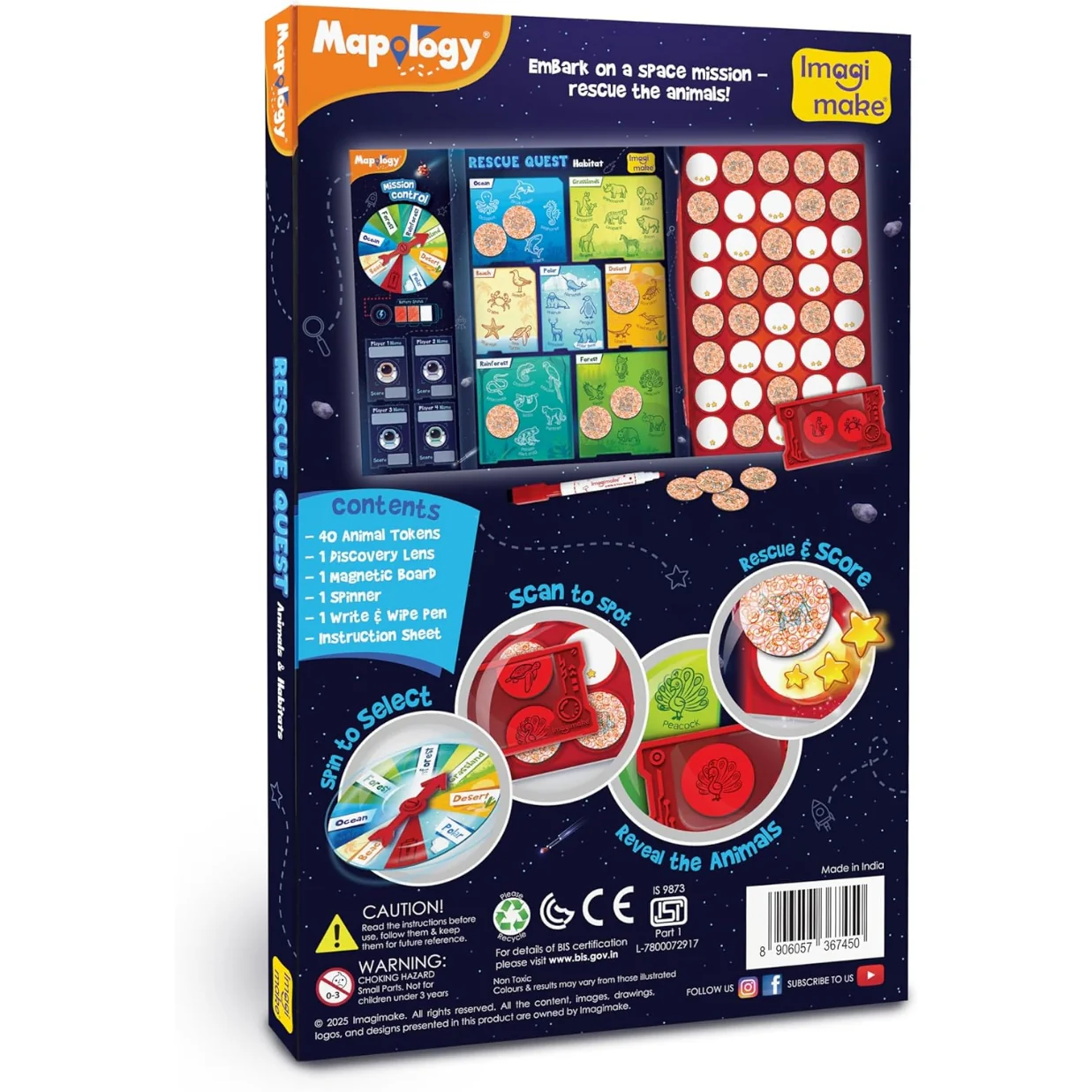Imagimake Rescue Quest–Animals & Habitats Spin, Discover & Rescue Animals Educational Toys - Image 7