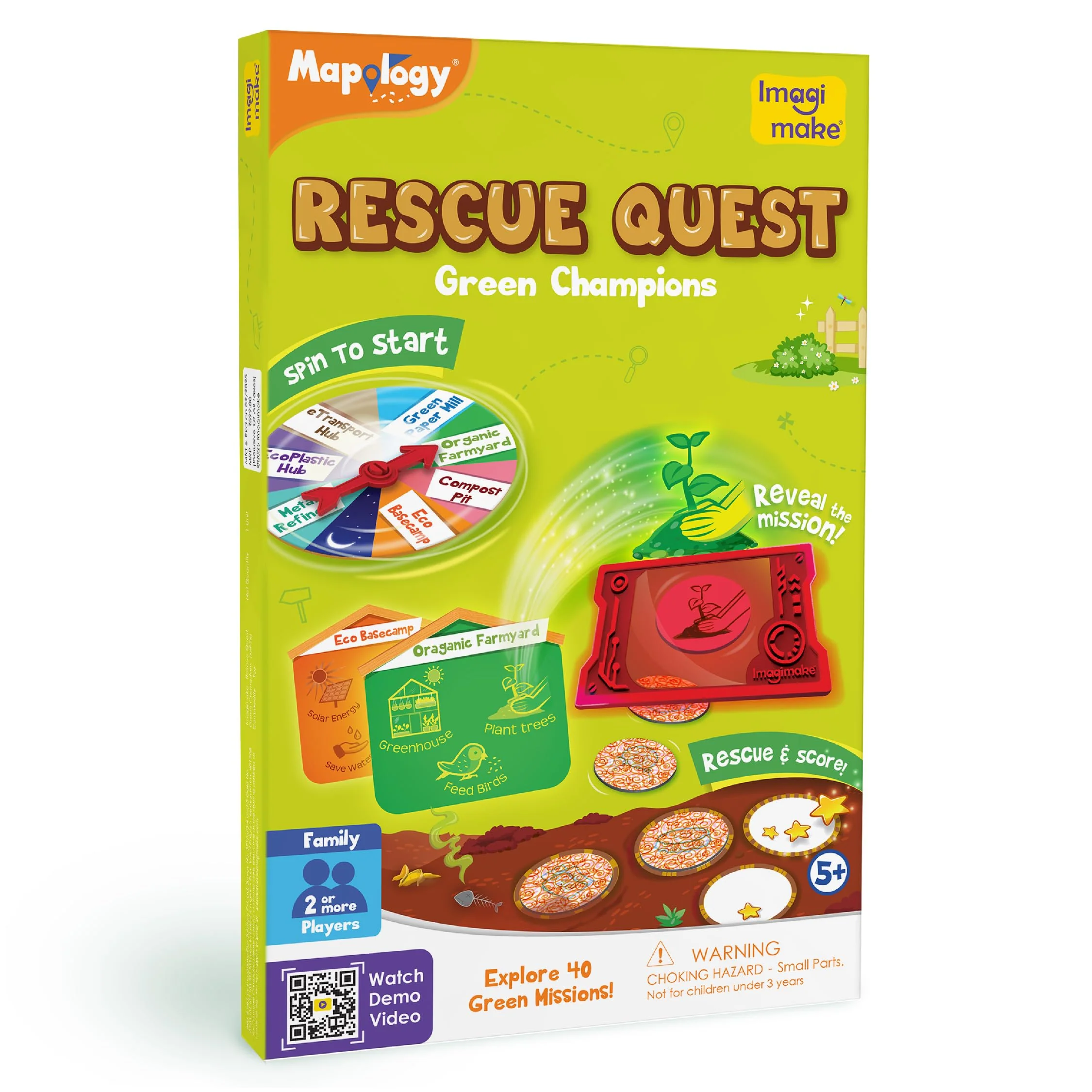 Imagimake Rescue Quest–Green Champions Spin, Discover & Rescue Green Missions Educational Fun Board Games - Image 2