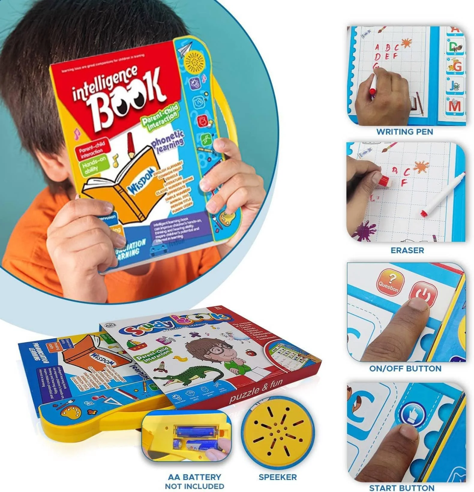 Intelligence Book | Interactive Book -Musical English Educational Phonetic Learning Book for 3 + Year Kids|Toddlers|Educational ABC and 123 E-Learning Kids Electronic Activity Notebook - Image 5