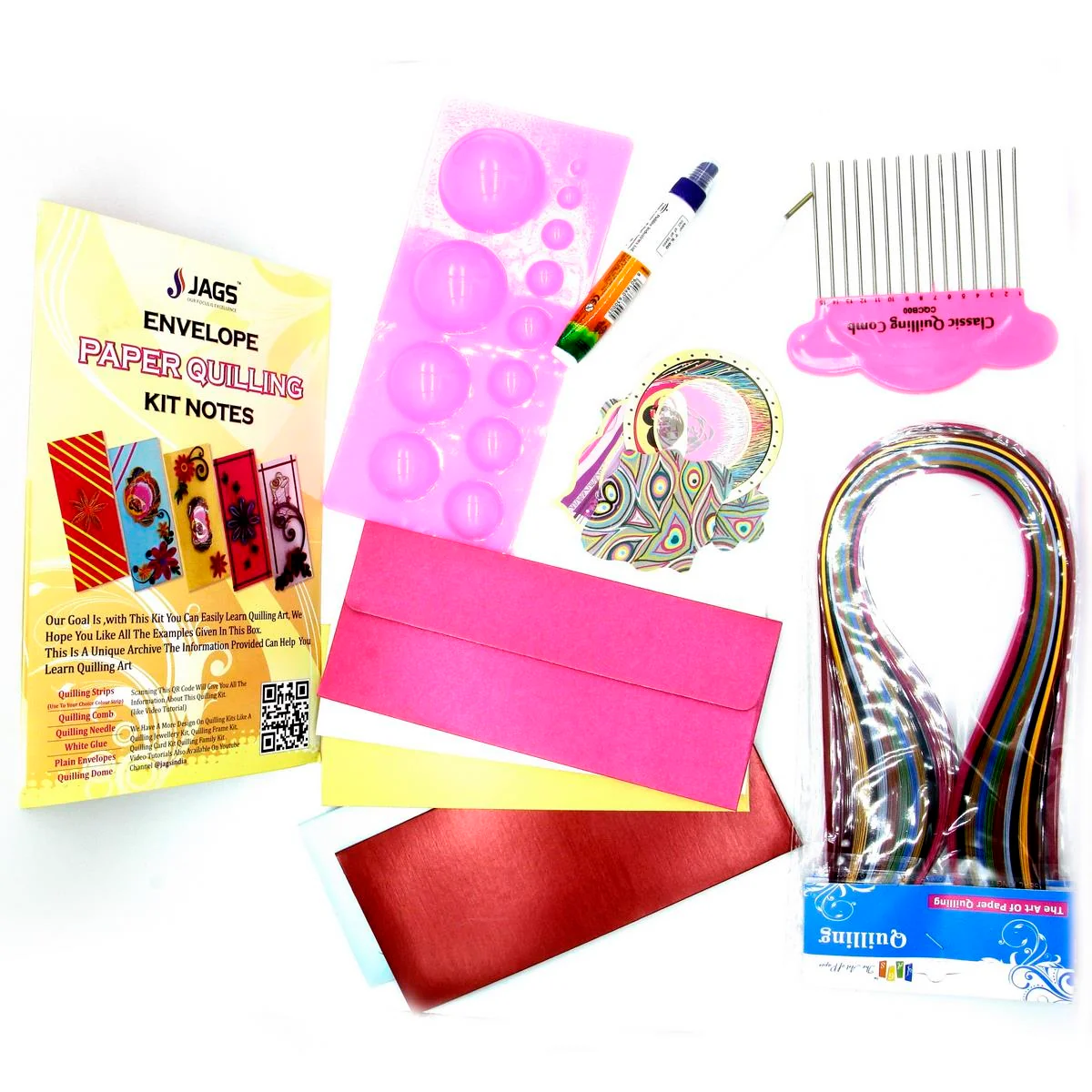 Jags Envelope Paper Quilling Kit Quilling Strips Comb Needle Dome Glue And More - Image 3