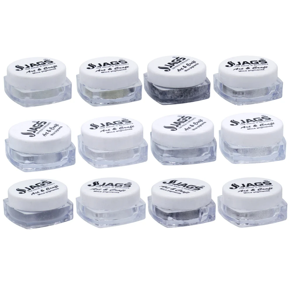 Jags Mica Powder Silver Pack of 12 Each Shades - Image 3