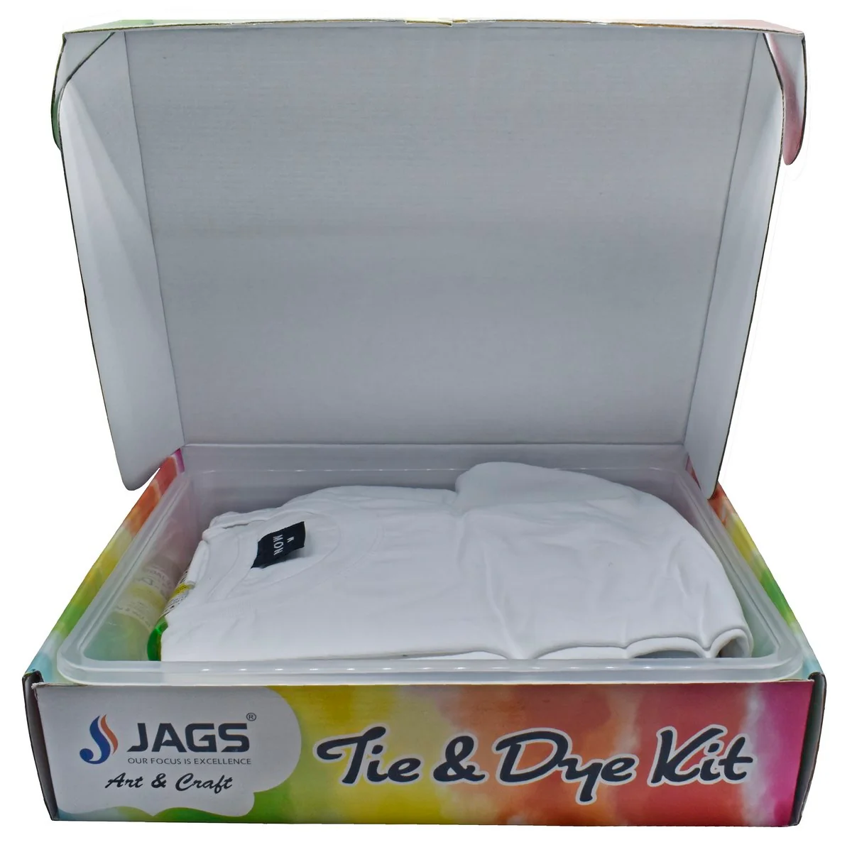 Jags Tie And Dye Kit (Pack Of 5 Colors) 1 Eco Fluorescent Yellow Green UV Glow 100 Ml - 1 T-Shirt & 2 Mask Free - Image 3