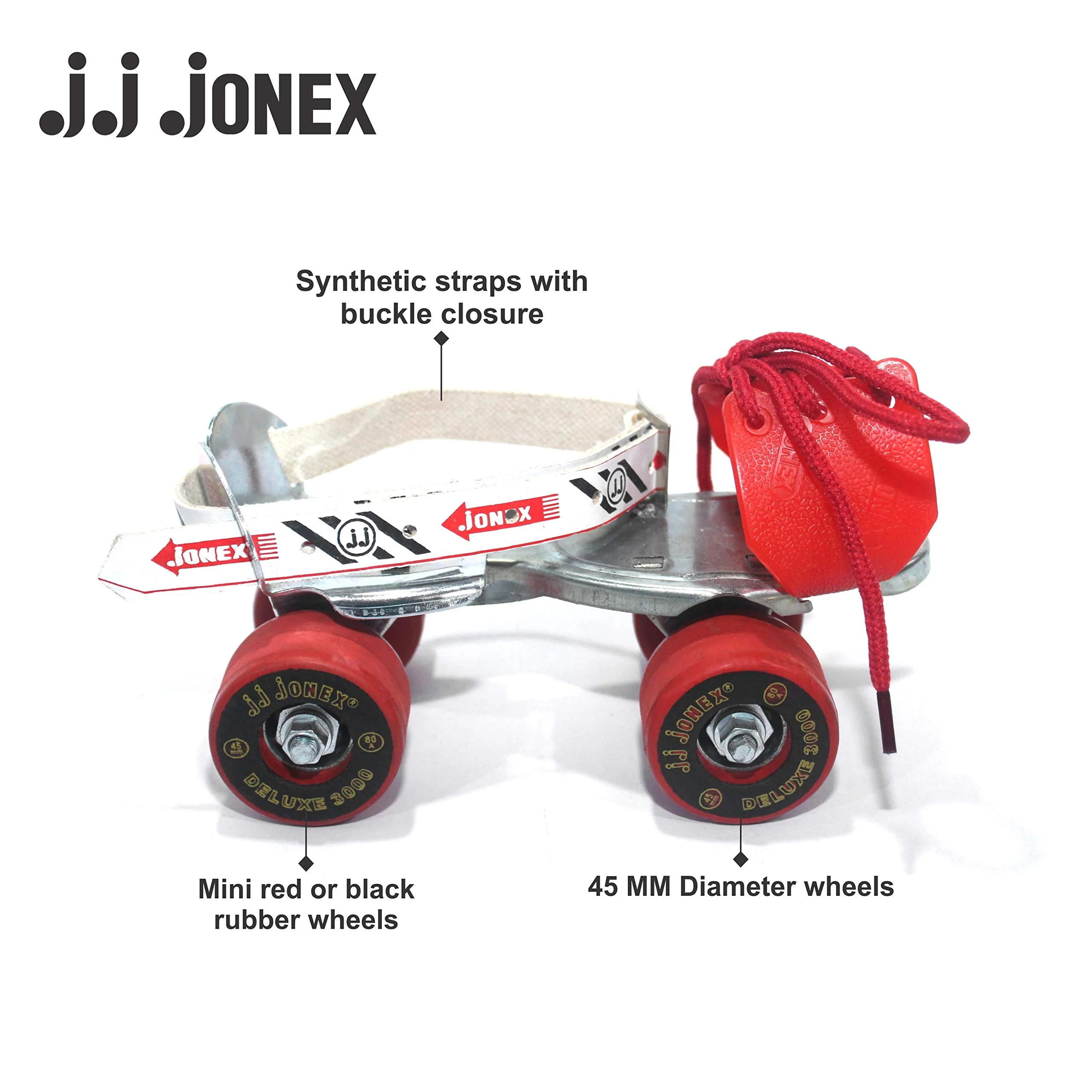 JJ JONEX Deluxe with Brake Adjustable Quad Roller Skates Suitable for Age Group 6 -15 Years (MYC) - Image 5