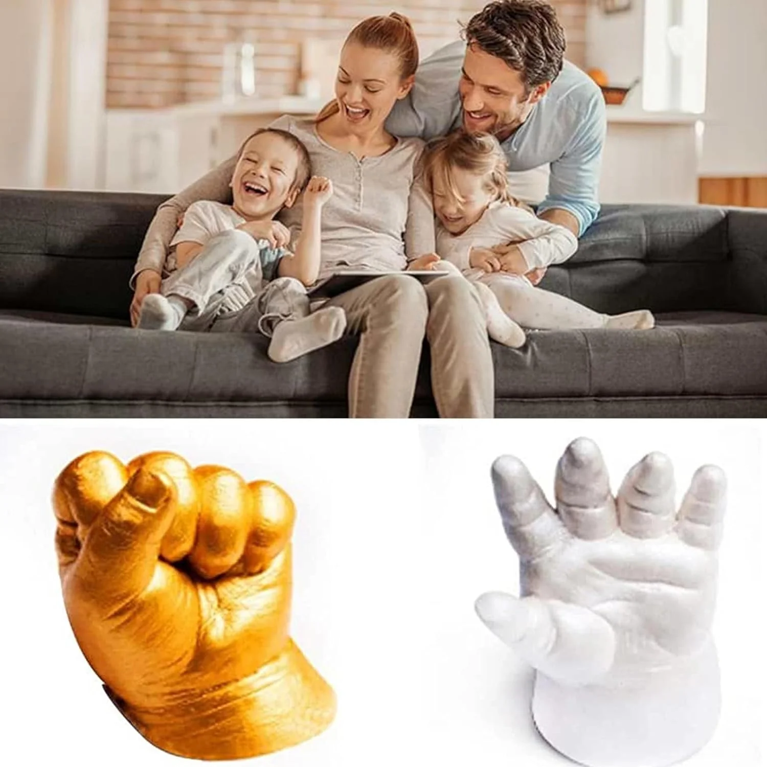Jue Fish Hand Mold Powder Parent Child Couple DIY Handicraft Kit Keepsake Hands Casting Kit Plaster Statue Molding Kit Hand 108grm - Image 5
