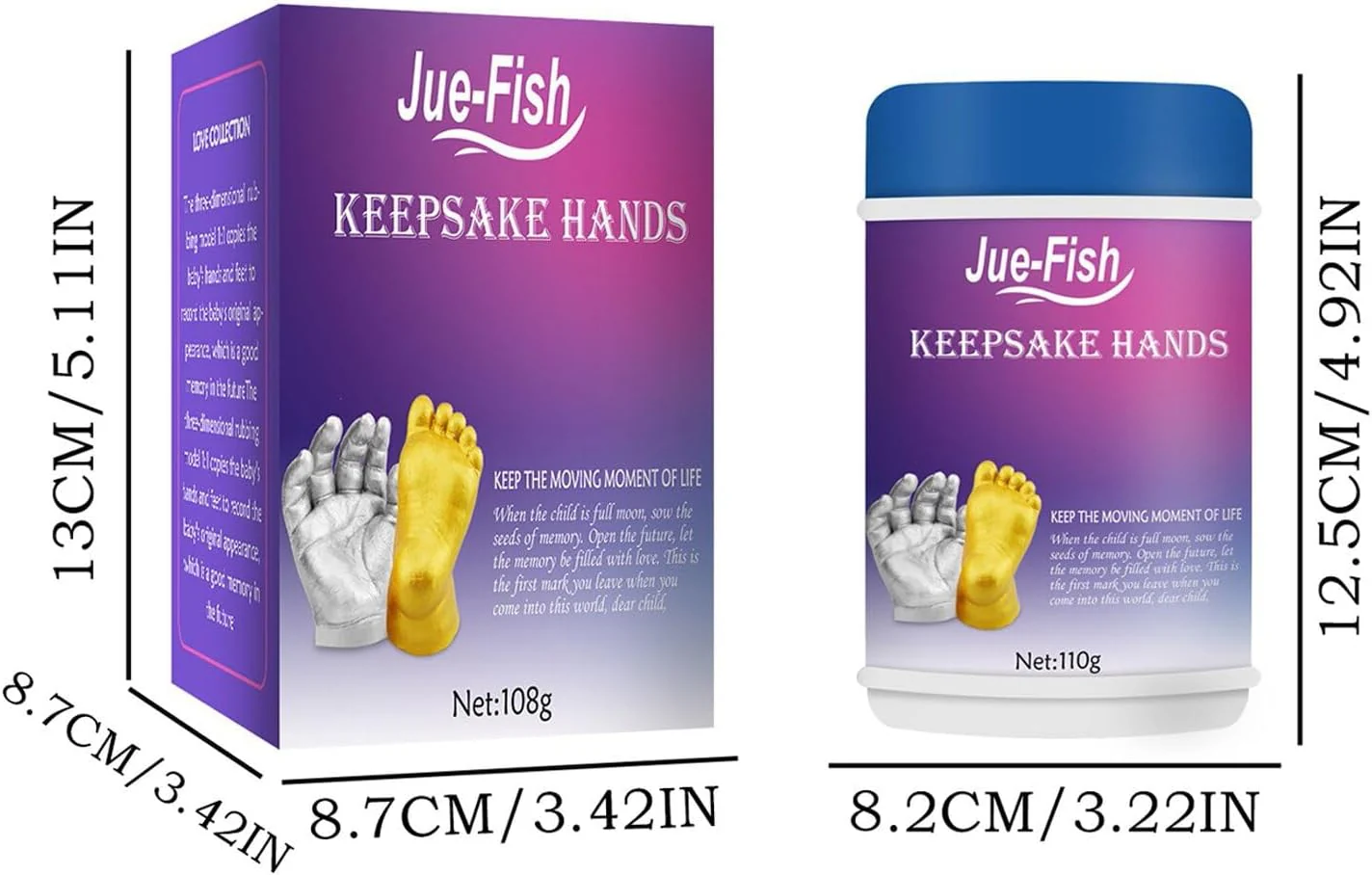 Jue Fish Hand Mold Powder Parent Child Couple DIY Handicraft Kit Keepsake Hands Casting Kit Plaster Statue Molding Kit Hand 108grm - Image 6