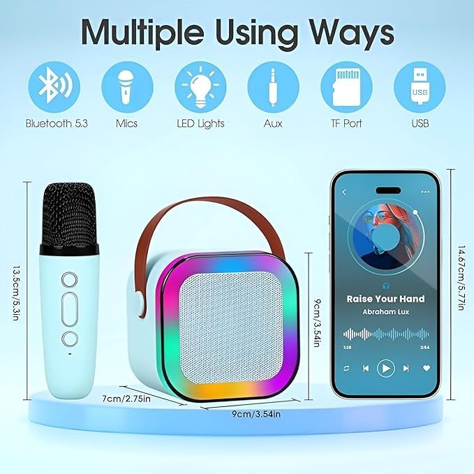 K12 Wireless Karaoke mic with Speaker Bluetooth: Bluetooth-Enabled Wireless Karaoke Mic Speaker with Multiple Compatibility Modes, RGB Lighting, and Party POP Bluetooth - Image 3