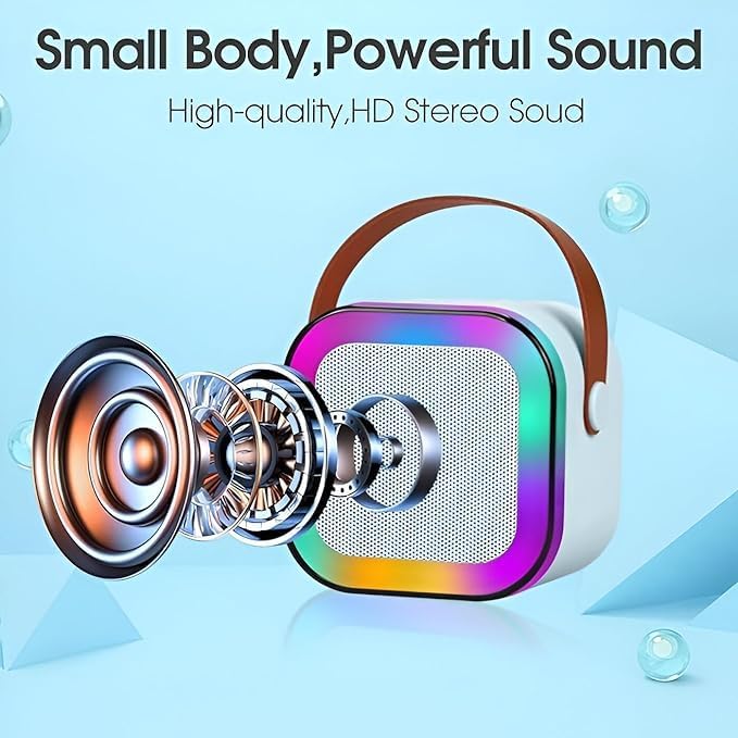 K12 Wireless Karaoke mic with Speaker Bluetooth: Bluetooth-Enabled Wireless Karaoke Mic Speaker with Multiple Compatibility Modes, RGB Lighting, and Party POP Bluetooth - Image 4