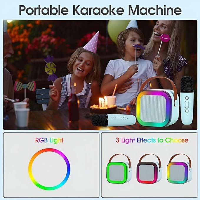 K12 Wireless Karaoke mic with Speaker Bluetooth: Bluetooth-Enabled Wireless Karaoke Mic Speaker with Multiple Compatibility Modes, RGB Lighting, and Party POP Bluetooth - Image 5