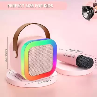 K12 Wireless Karaoke mic with Speaker Bluetooth: Bluetooth-Enabled Wireless Karaoke Mic Speaker with Multiple Compatibility Modes, RGB Lighting, and Party POP Bluetooth - Image 2